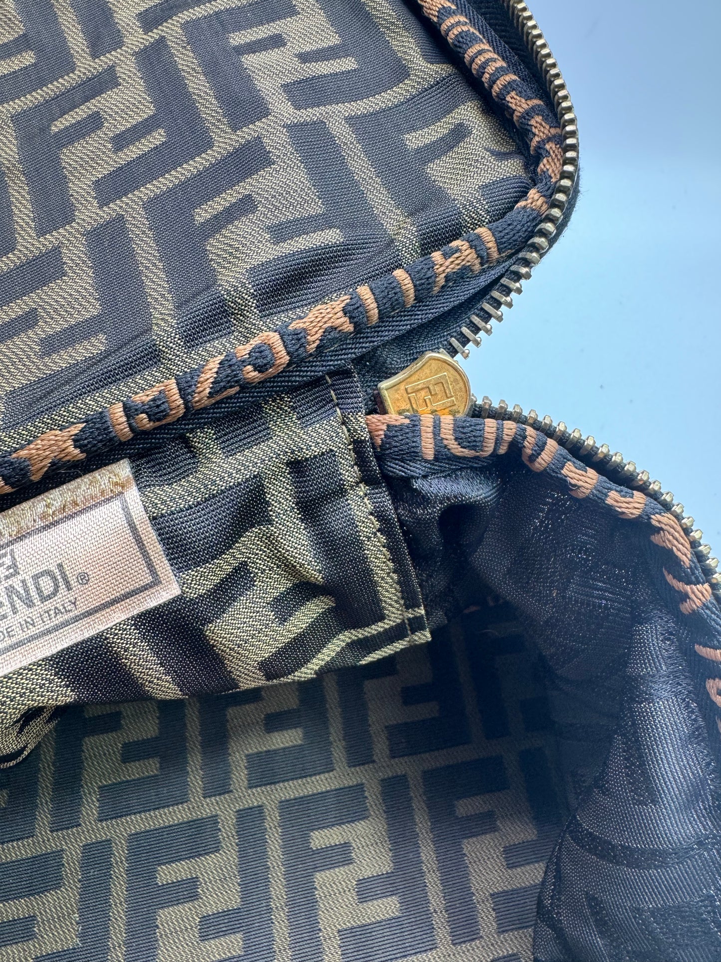 Authentic Fendi Vanity Makeup Foldable Pouch Brown FF Zucca Handbag