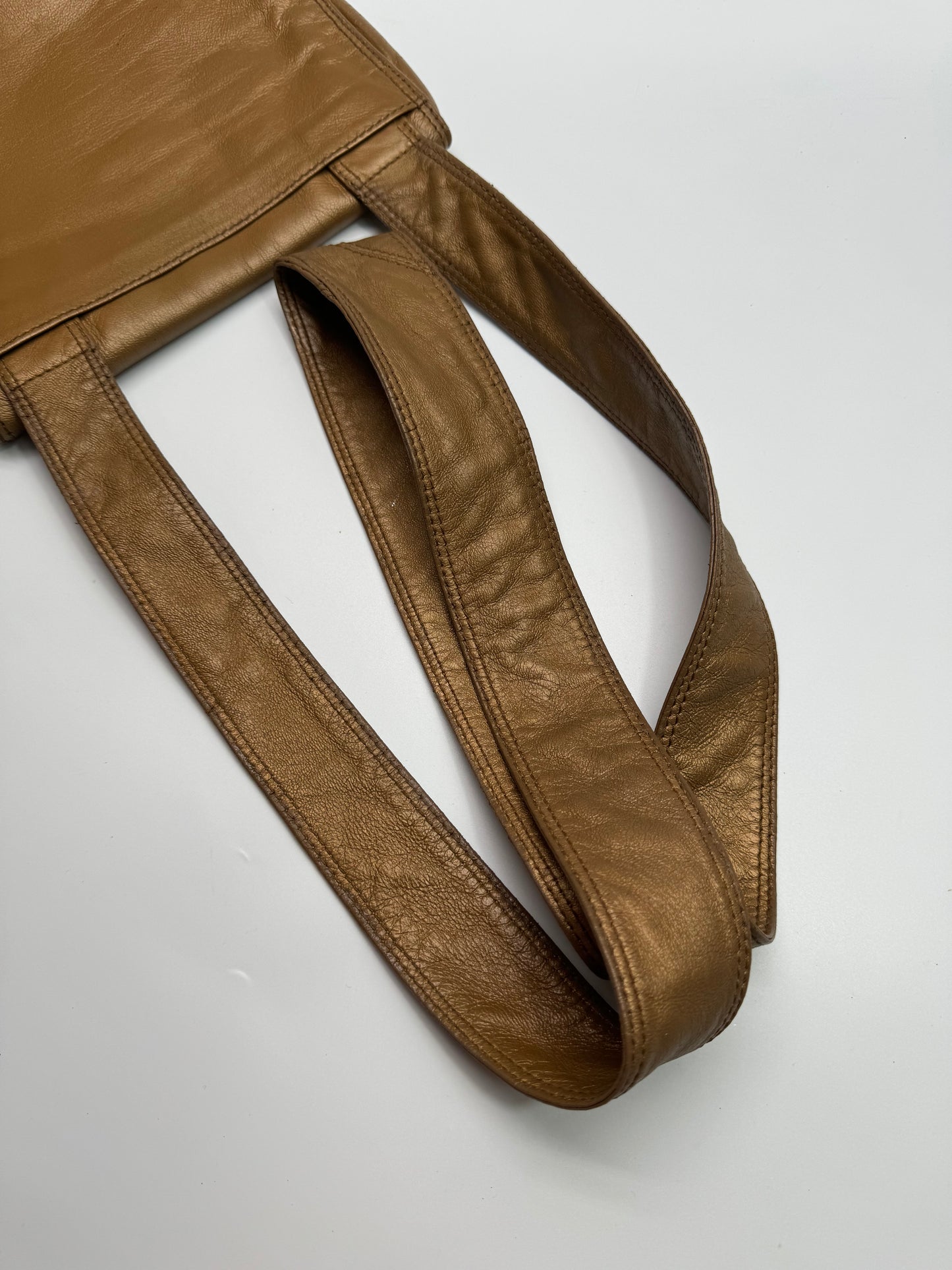 Authentic Chanel Metallic Brown Lamb Skin Crossbody Bag