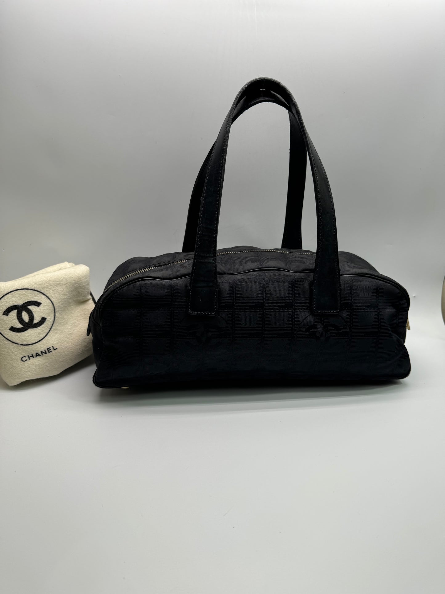 Authentic Chanel Black Traveline Mini Bowling Bag