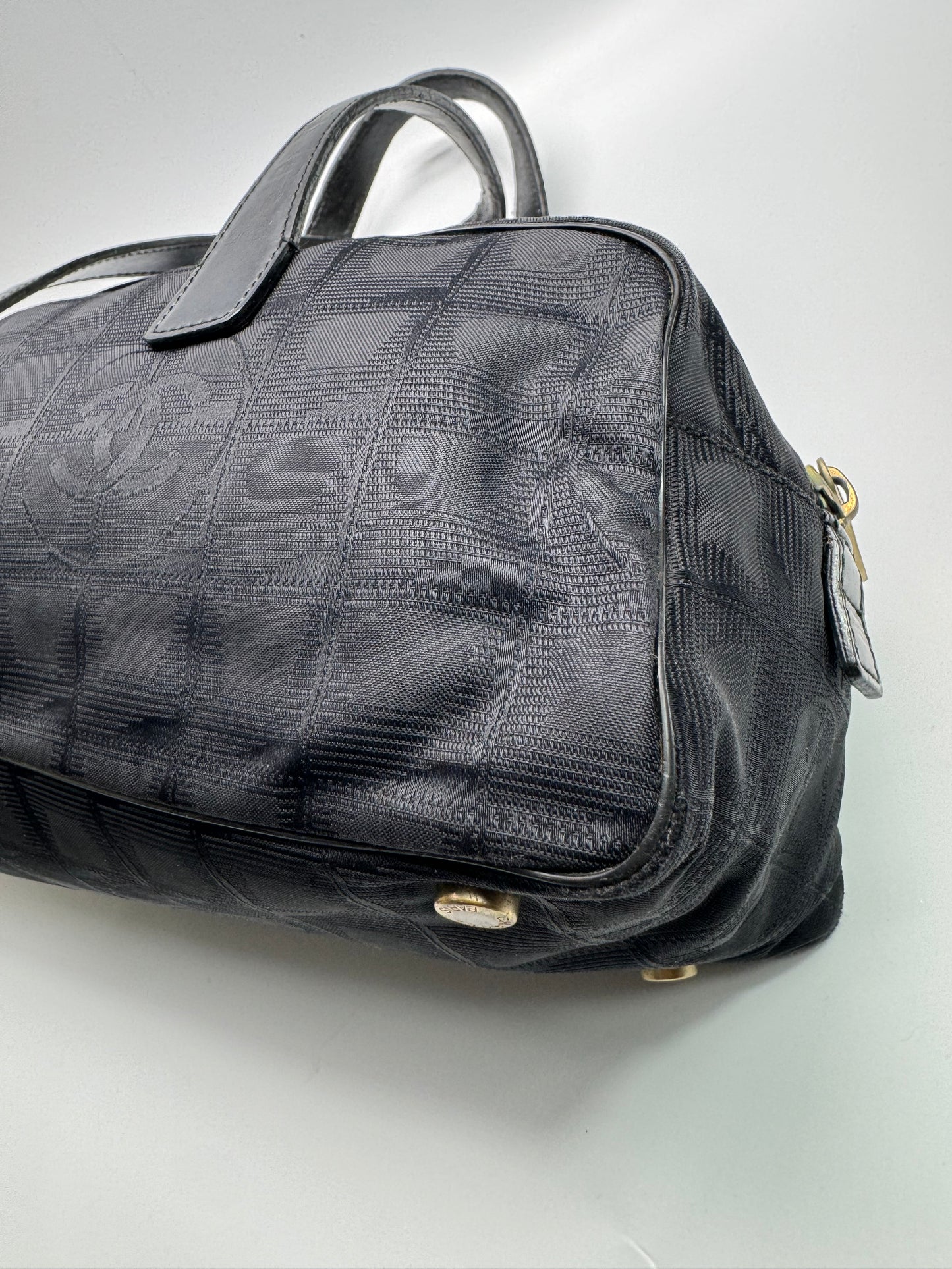 Authentic Chanel Black Traveline Mini Bowling Bag