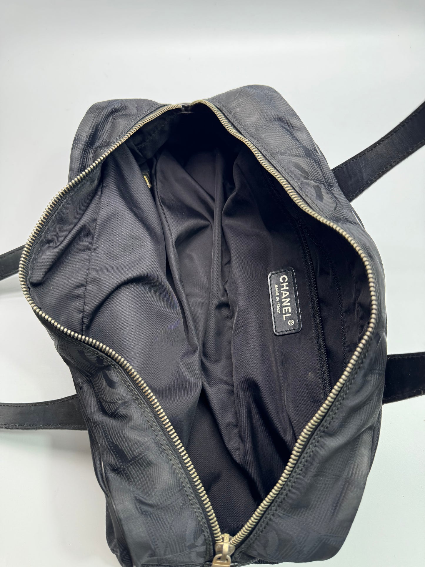 Authentic Chanel Black Traveline Mini Bowling Bag
