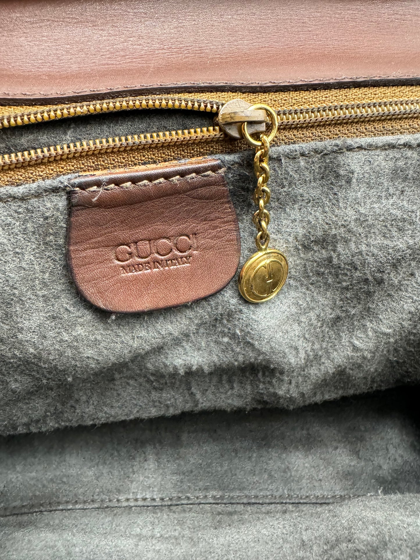 Authentic GUCCI Bamboo Turn-Lock Dark Brown Leather Clutch Shoulder Crossbody Bag