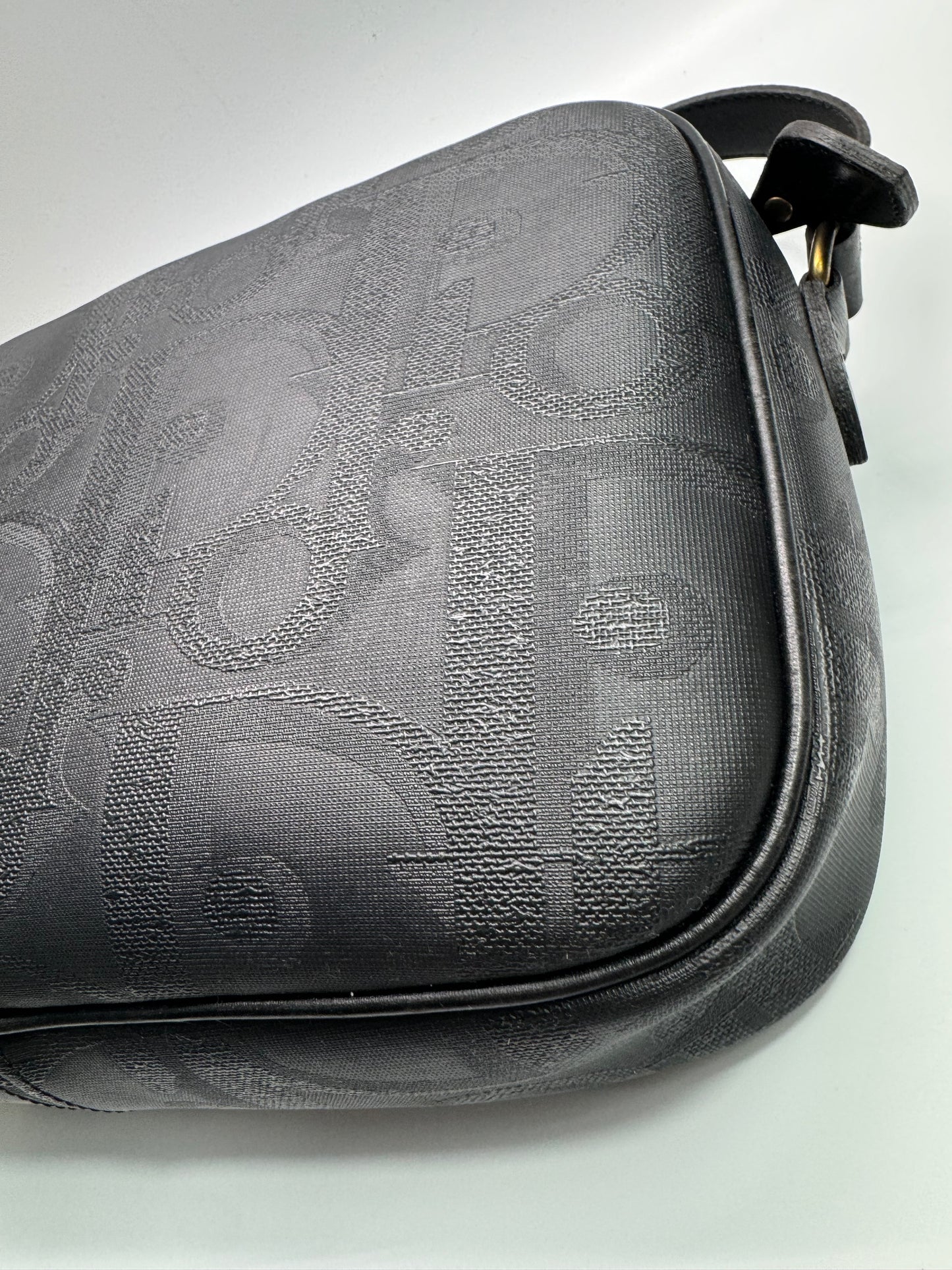 Authentic Christian Dior Black Oblique Leather Shoulder Crossbody Bag