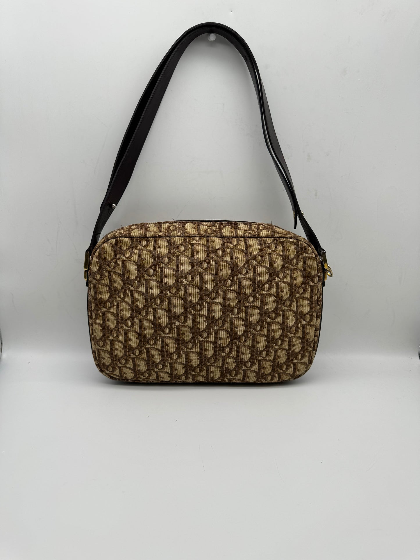 Authentic Christian Dior Brown Trotter Shoulder Handbag