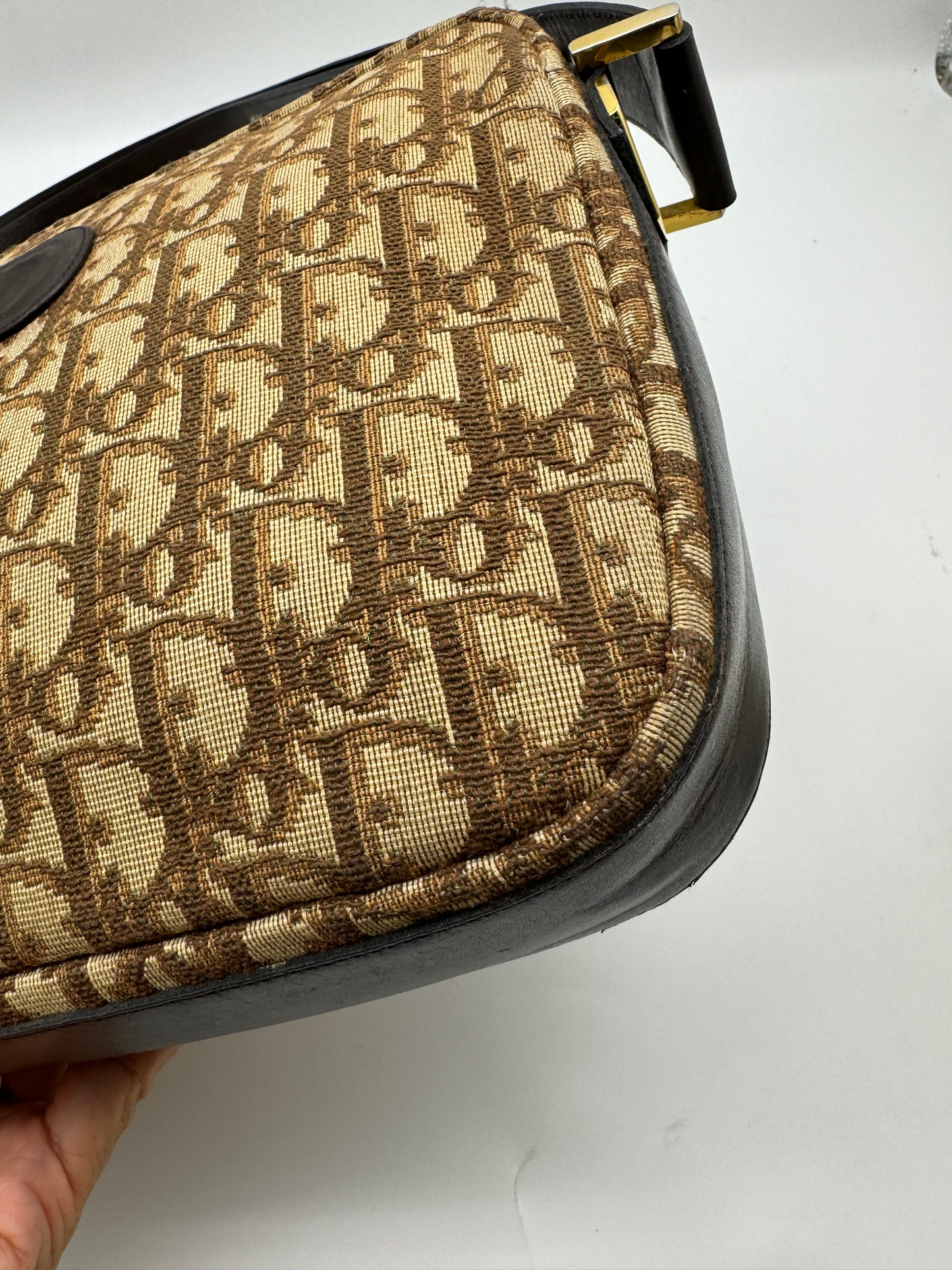 Authentic Christian Dior Brown Trotter Shoulder Handbag