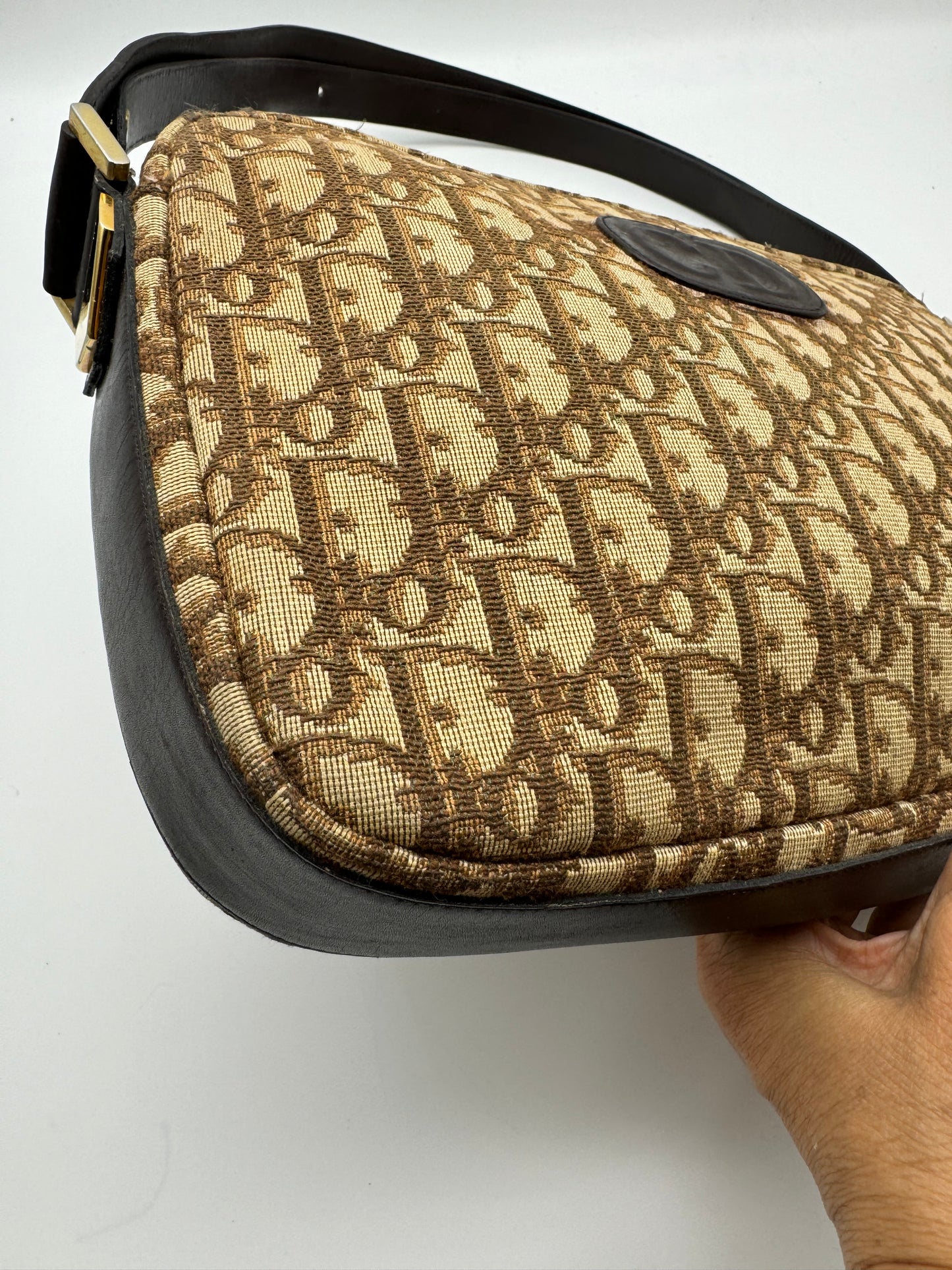 Authentic Christian Dior Brown Trotter Shoulder Handbag