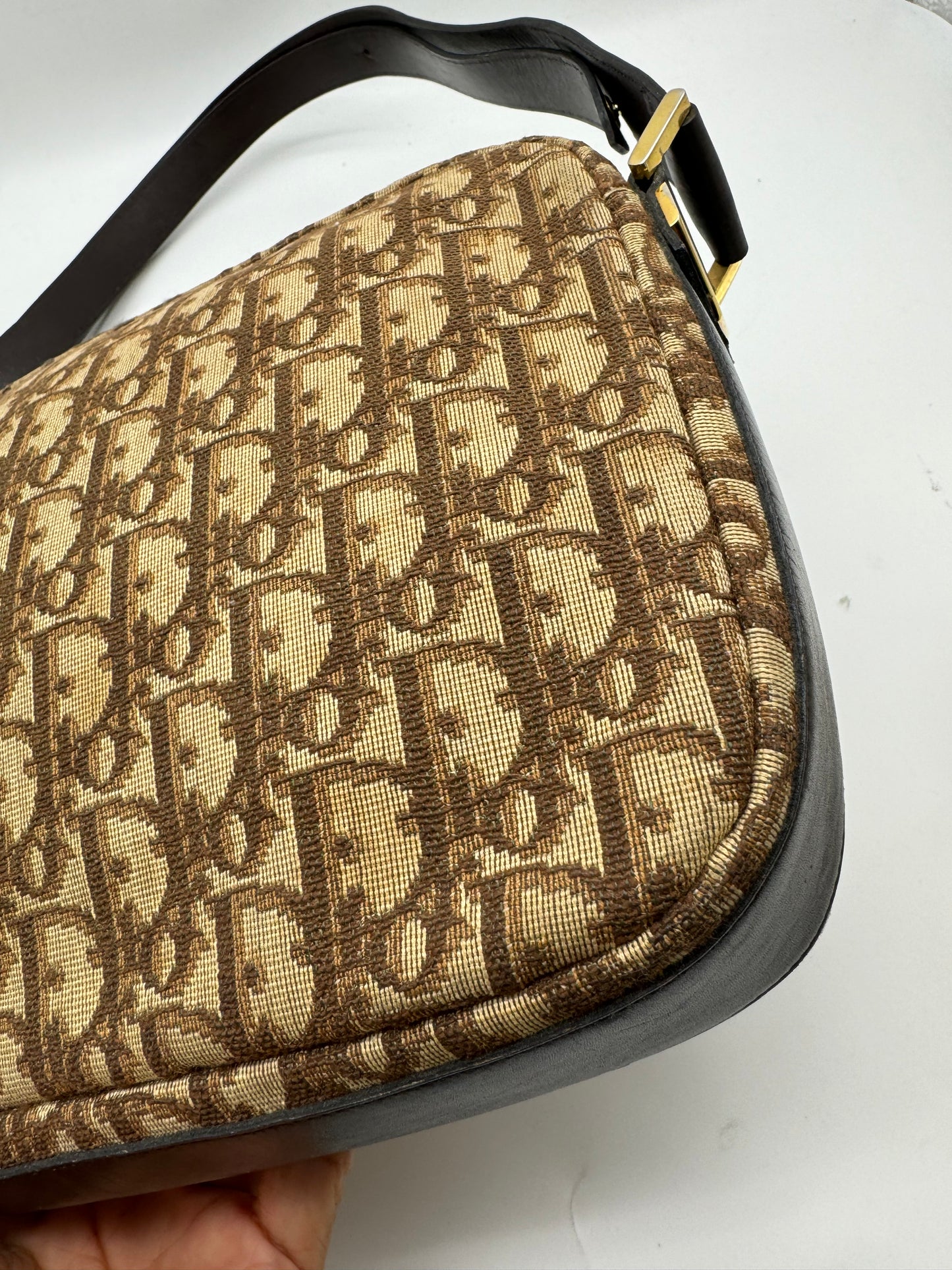 Authentic Christian Dior Brown Trotter Shoulder Handbag