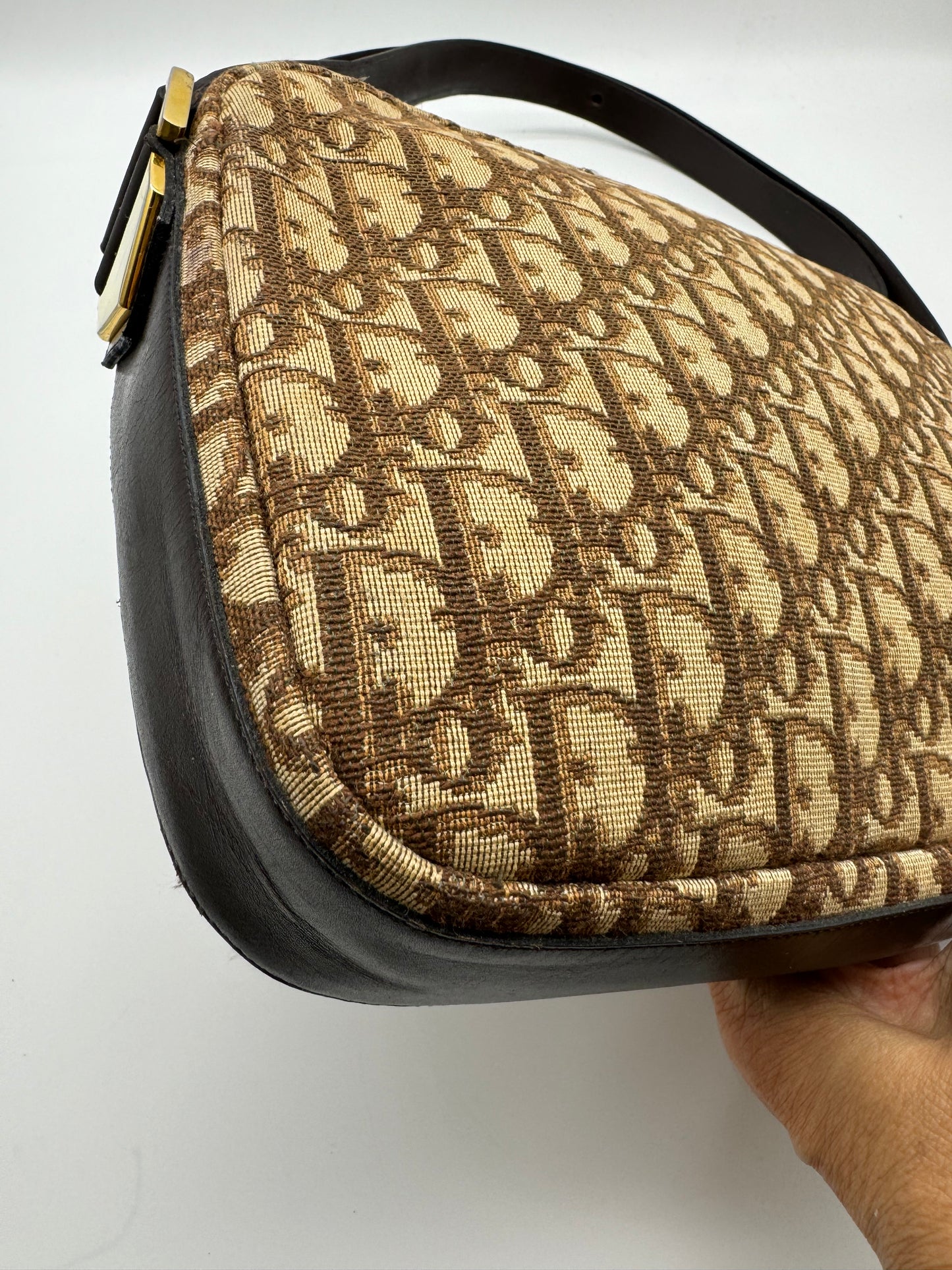 Authentic Christian Dior Brown Trotter Shoulder Handbag