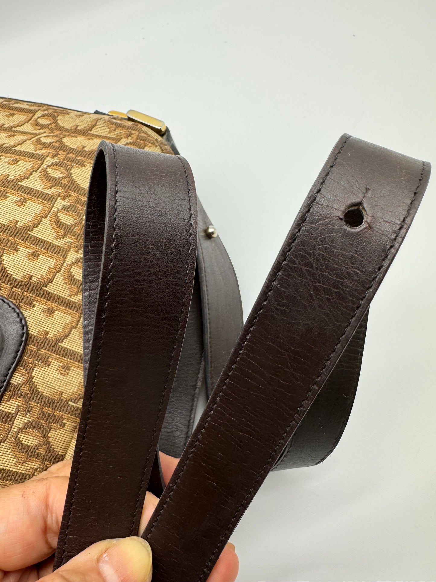 Authentic Christian Dior Brown Trotter Shoulder Handbag