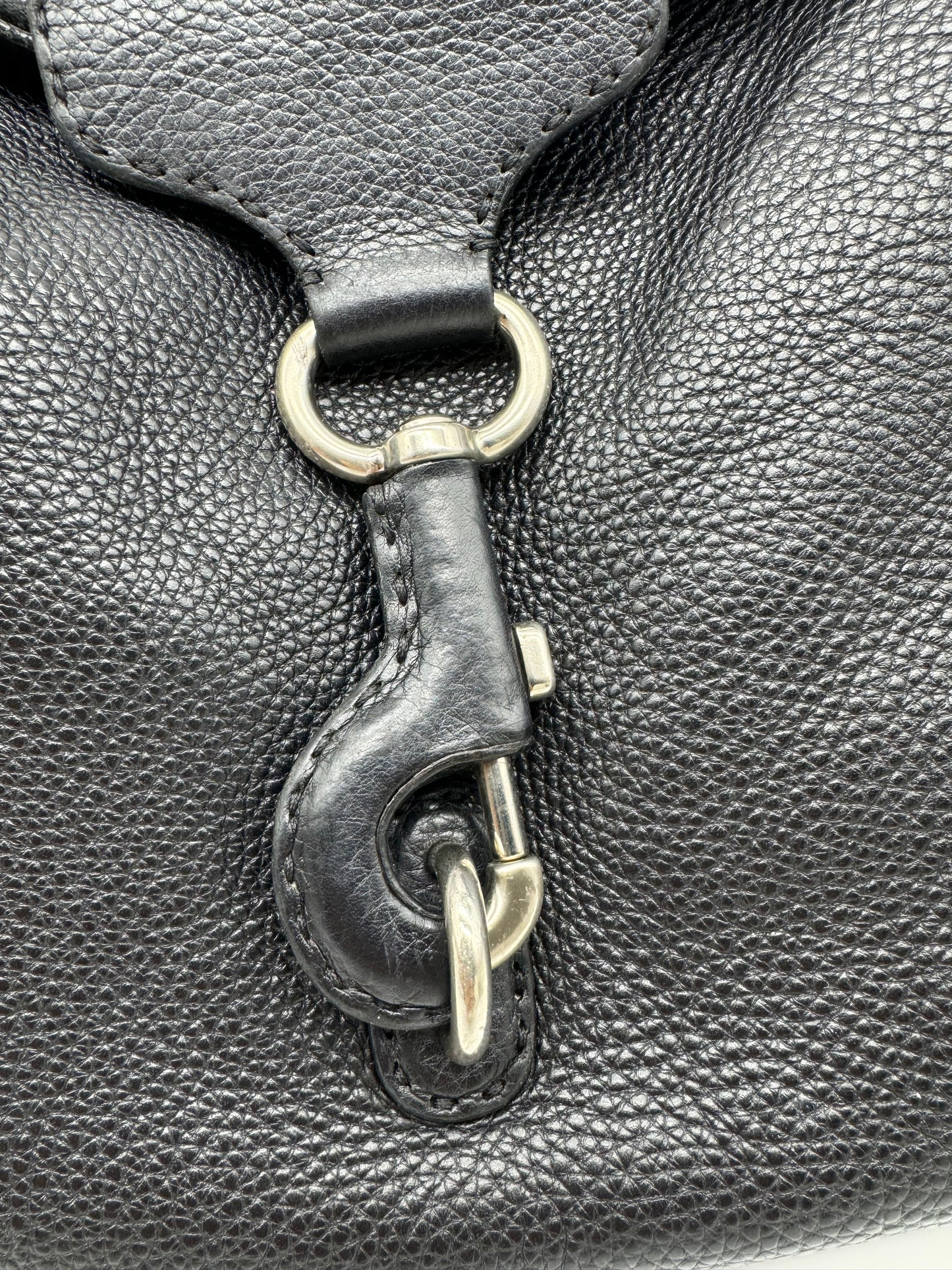 Authentic Prada Black Vitello Daino Leather Hobo Shoulder Bag