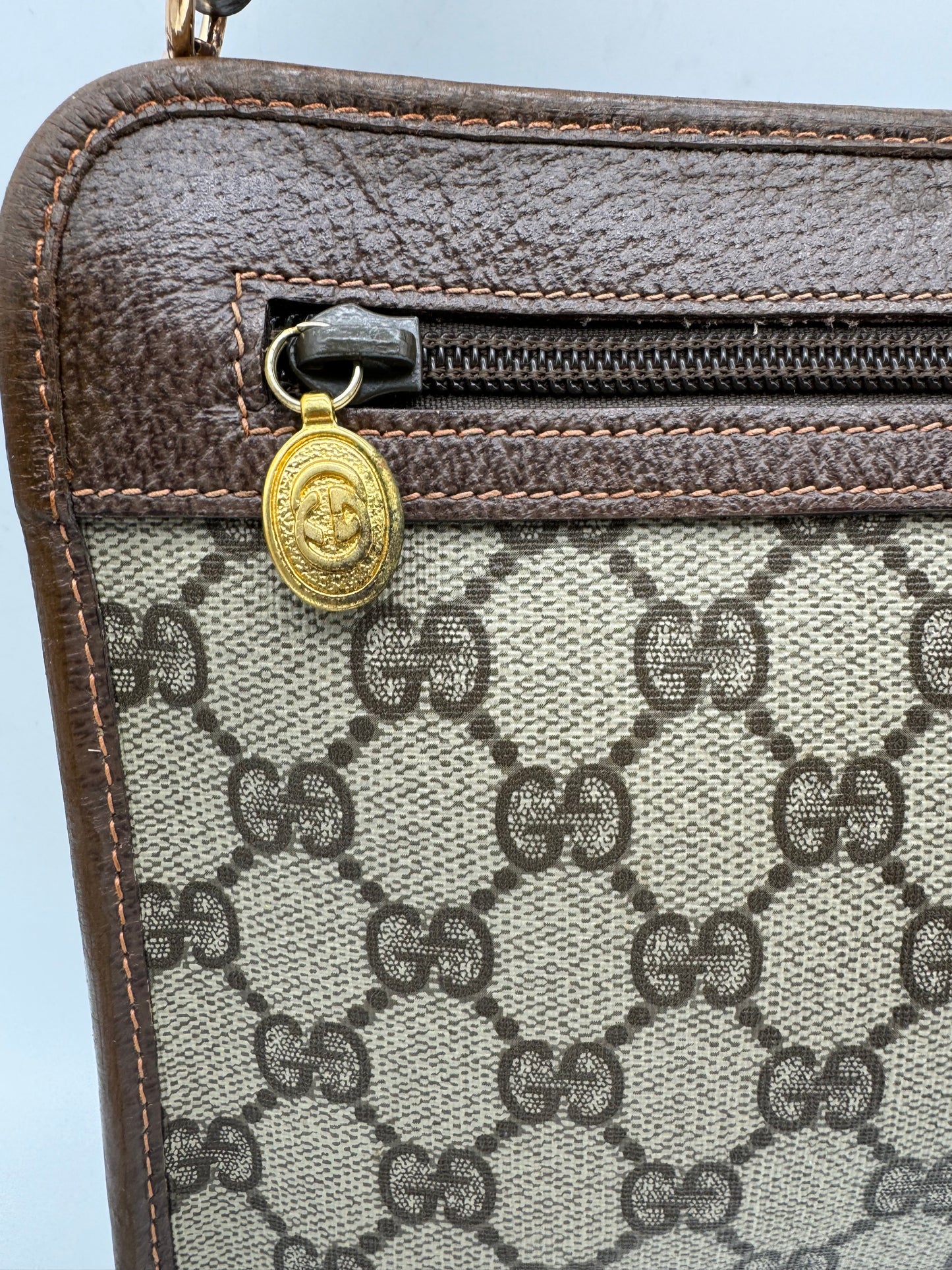 Authentic GUCCI Clutch Brown Monogram Added Strap Shoulder Bag