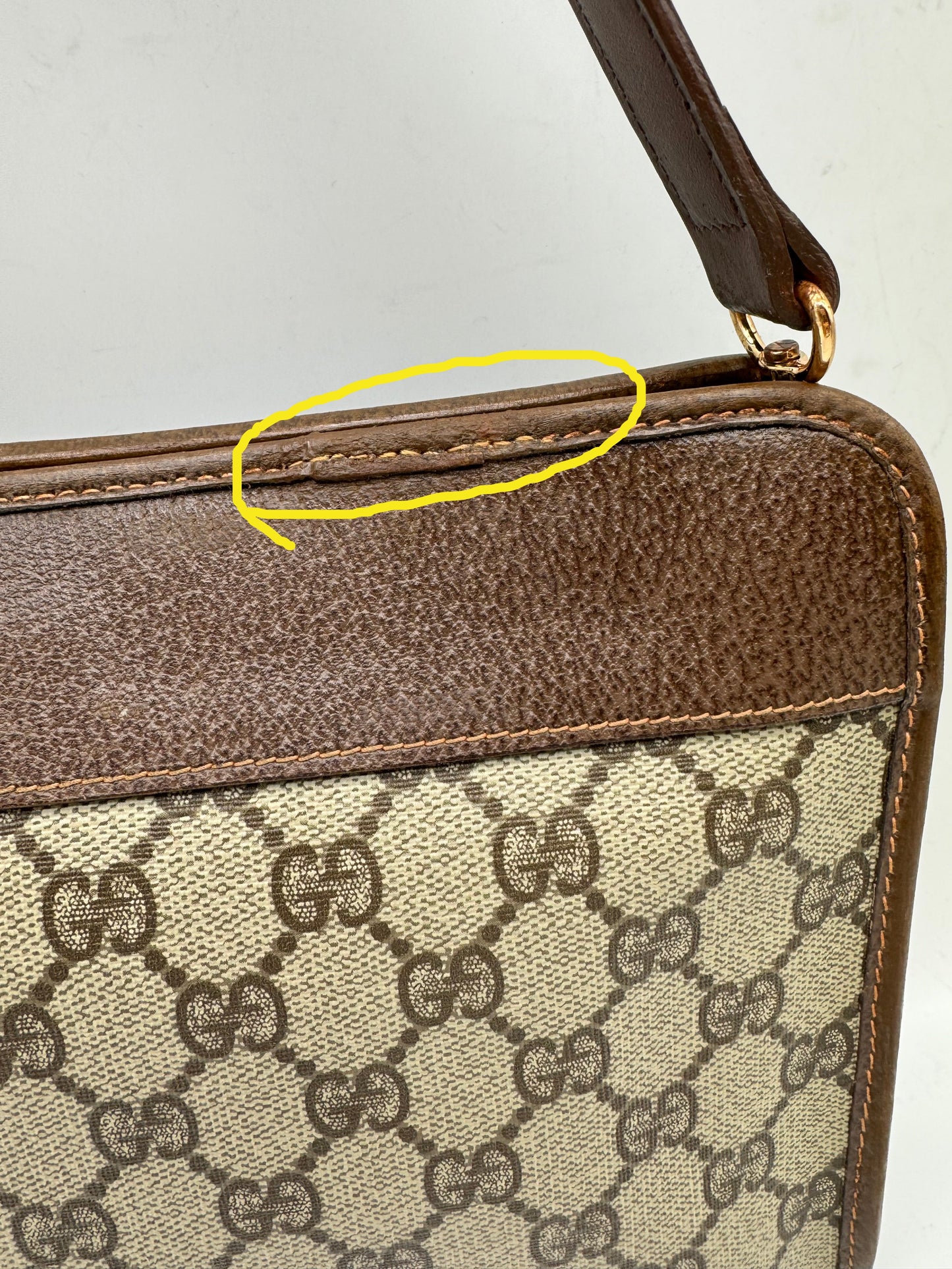 Authentic GUCCI Clutch Brown Monogram Added Strap Shoulder Bag
