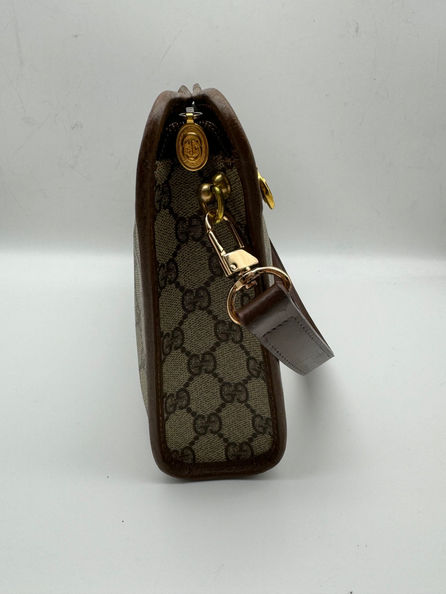 Authentic GUCCI Clutch Brown Monogram Added Strap Shoulder Bag