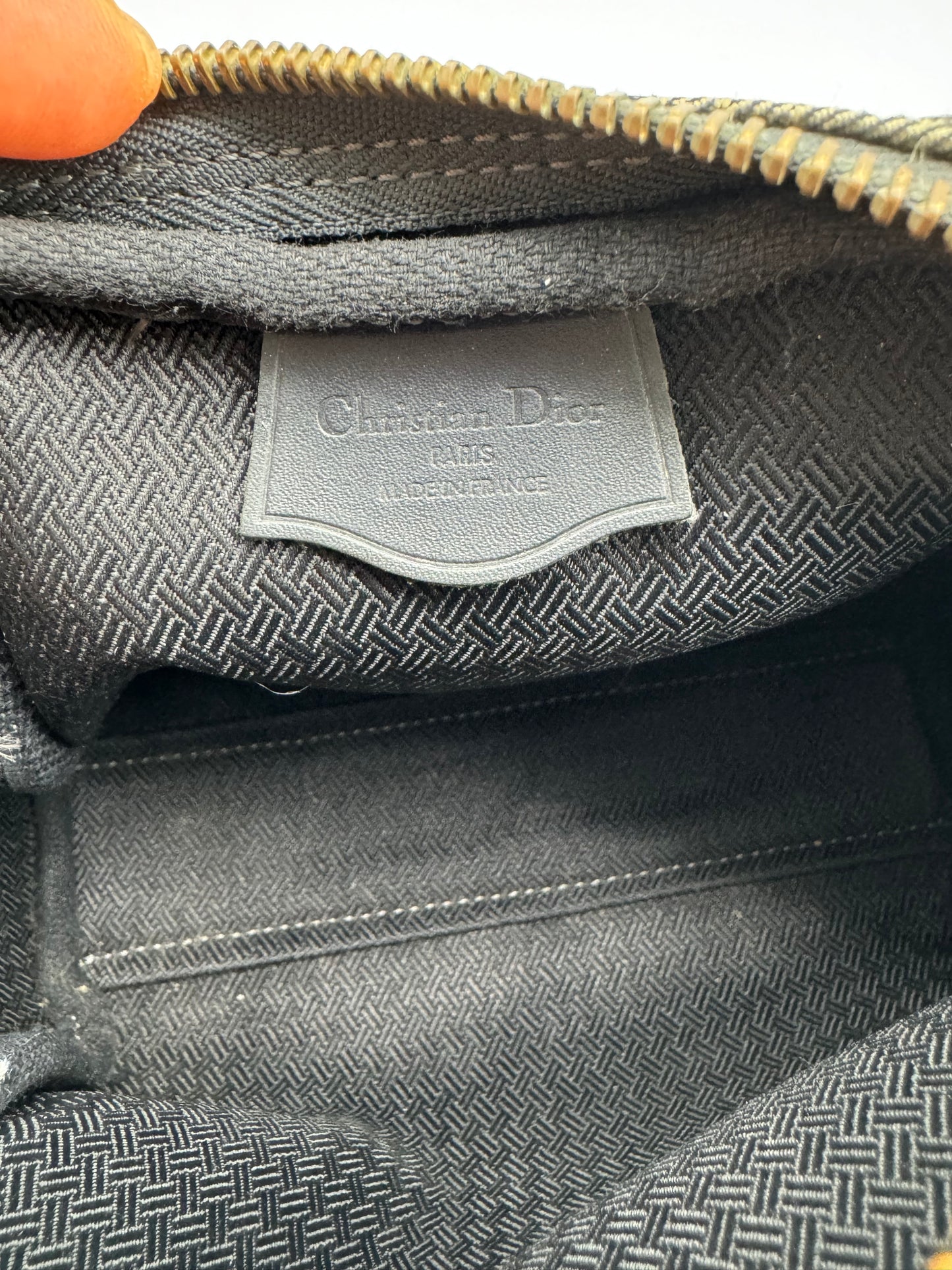 Authentic Dior Oblique Navy Blue & Gray Cloth Crossbody Bag
