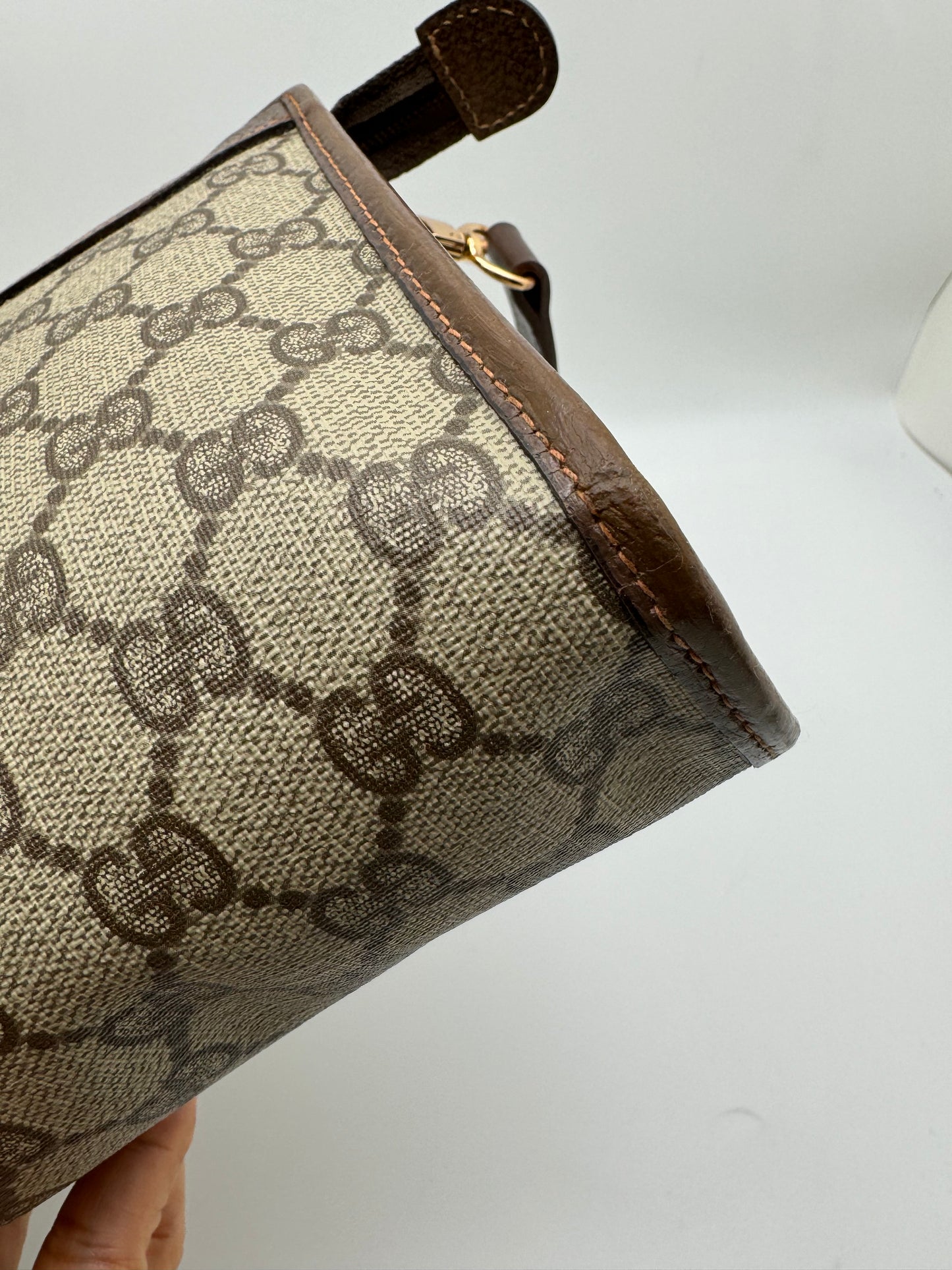Authentic GUCCI Clutch Brown Monogram Added Strap Shoulder Bag