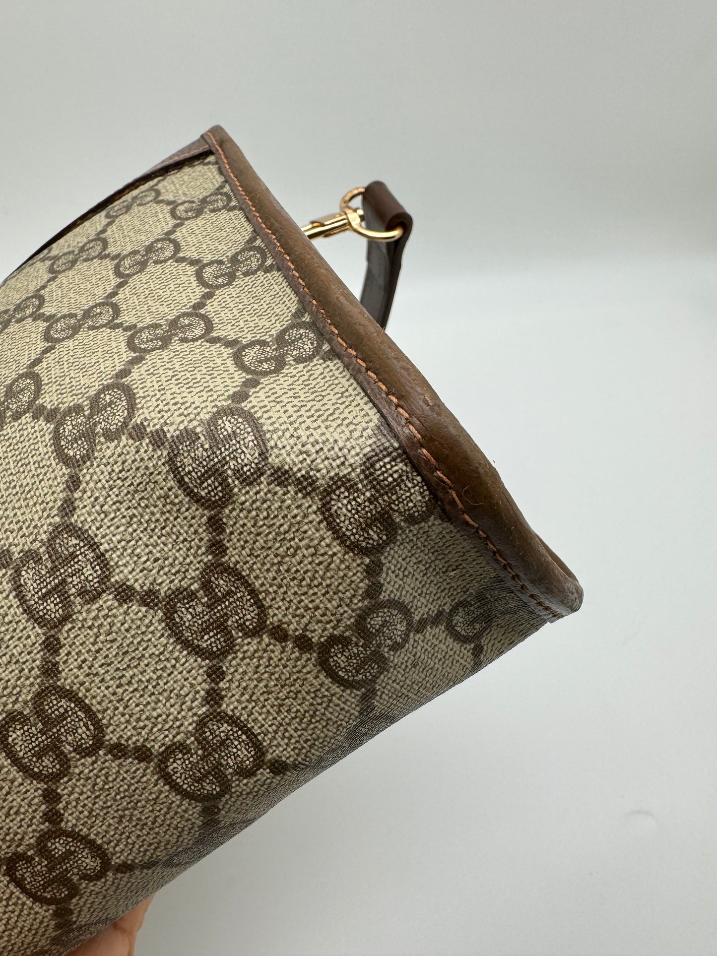 Authentic GUCCI Clutch Brown Monogram Added Strap Shoulder Bag