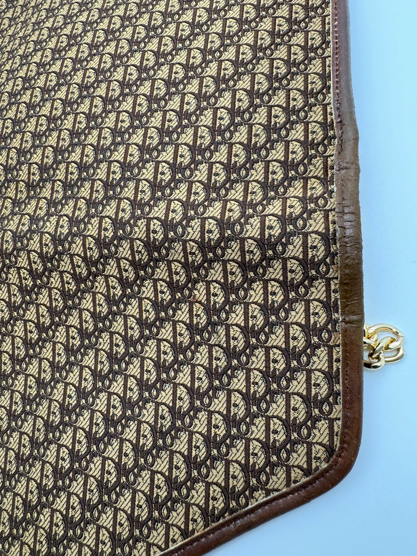 Authentic Dior Envelope Clutch Brown Trotter Canvas Added Strap Shoulder Bag