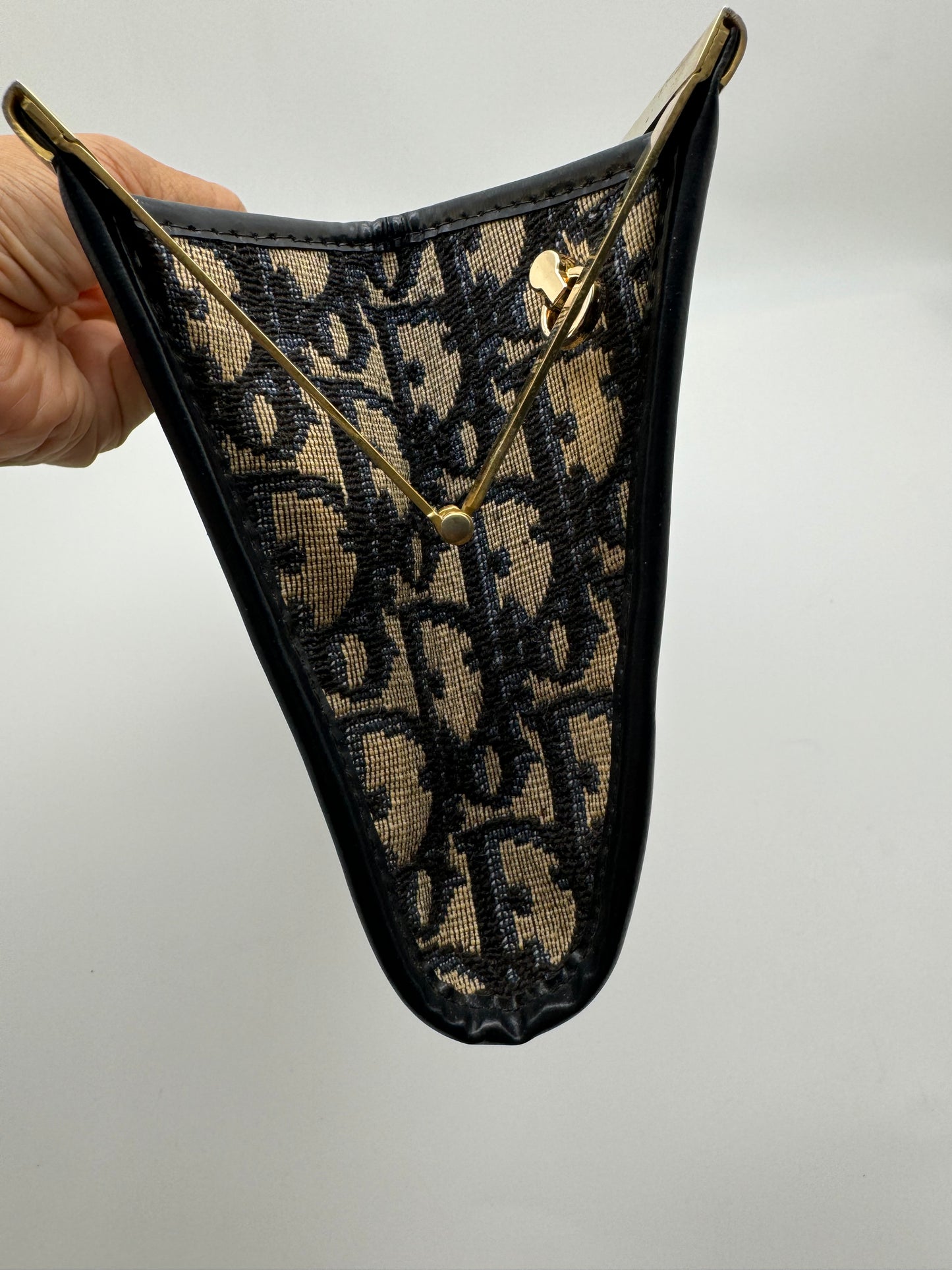 Authentic Dior Vintage Trotter Kiss-Lock Clutch Added Strap Shoulder Bag