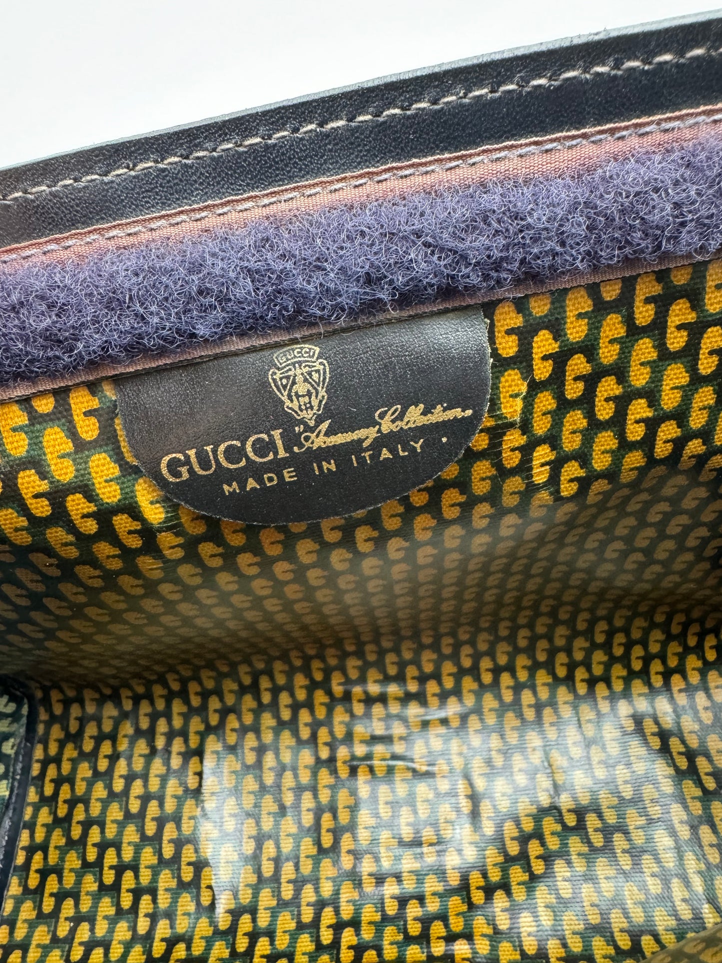 Authentic GUCCI Black Suede Clutch Added Strap Shoulder Bag