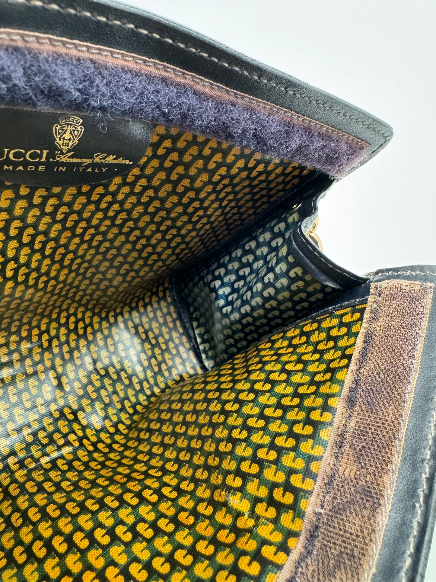 Authentic GUCCI Black Suede Clutch Added Strap Shoulder Bag