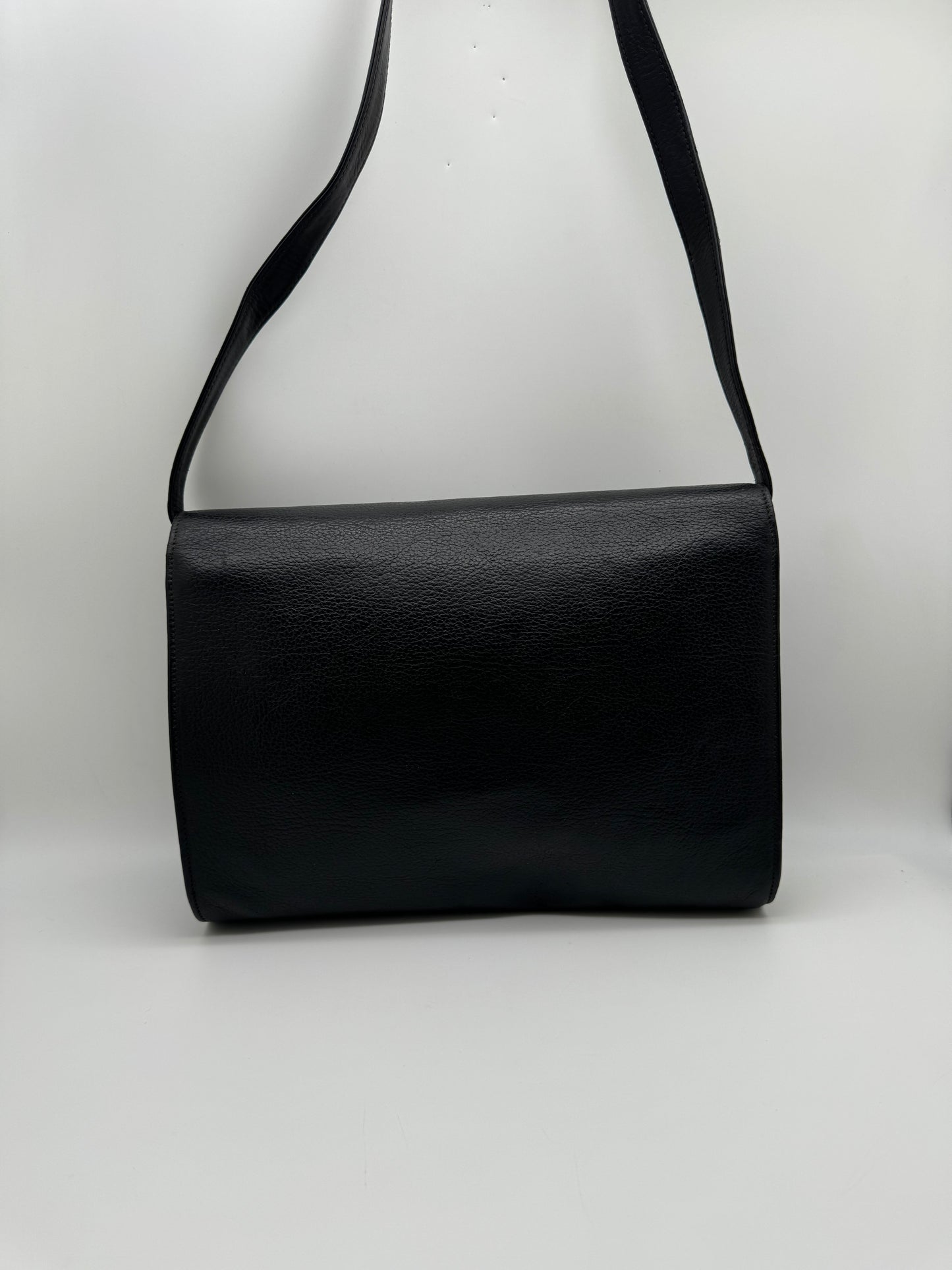Authentic GUCCI Vintage Horsebit Black Leather Shoulder Bag