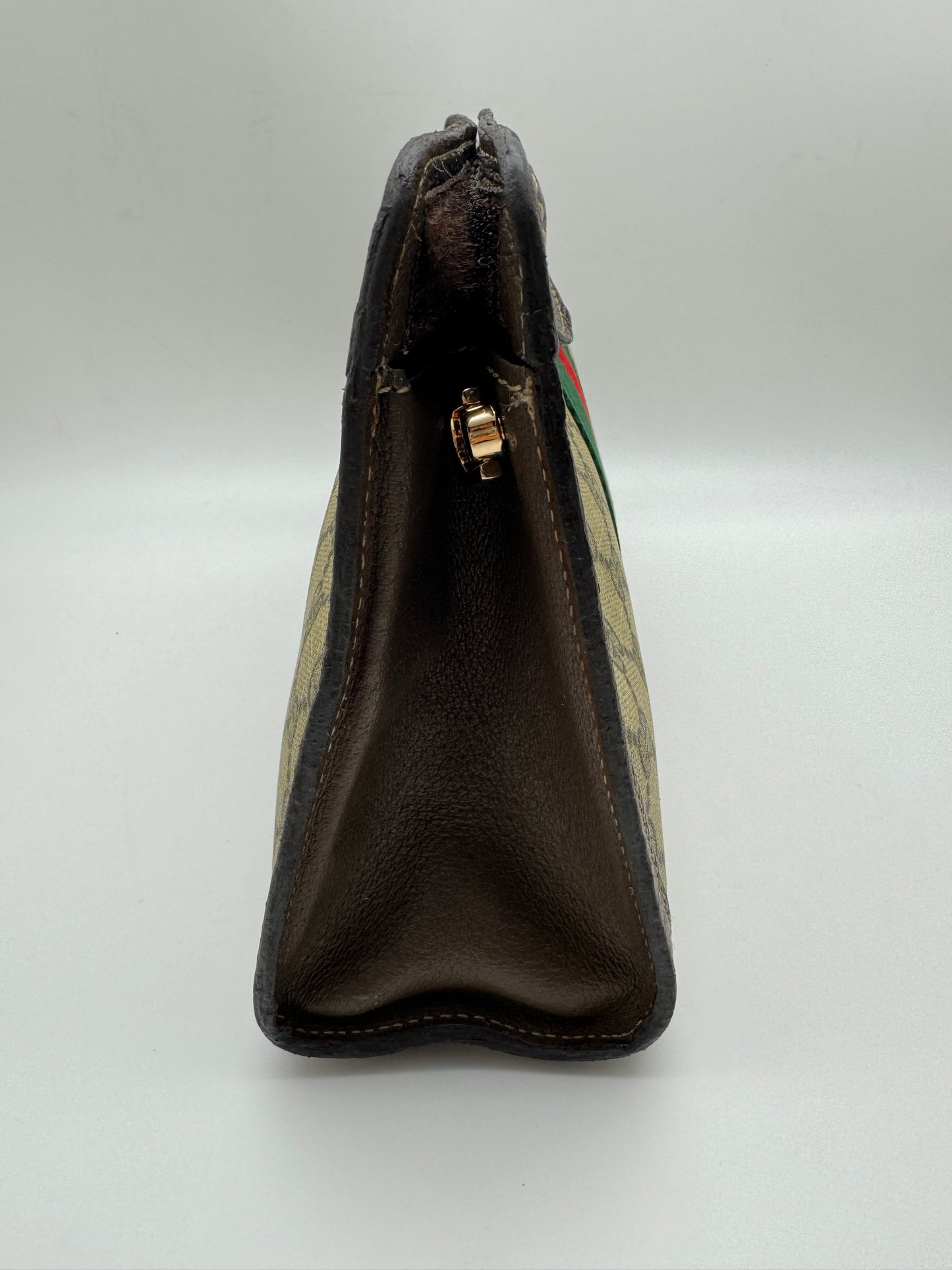 Authentic GUCCI Clutch Brown Monogram Added Strap Shoulder Crossbody Bag