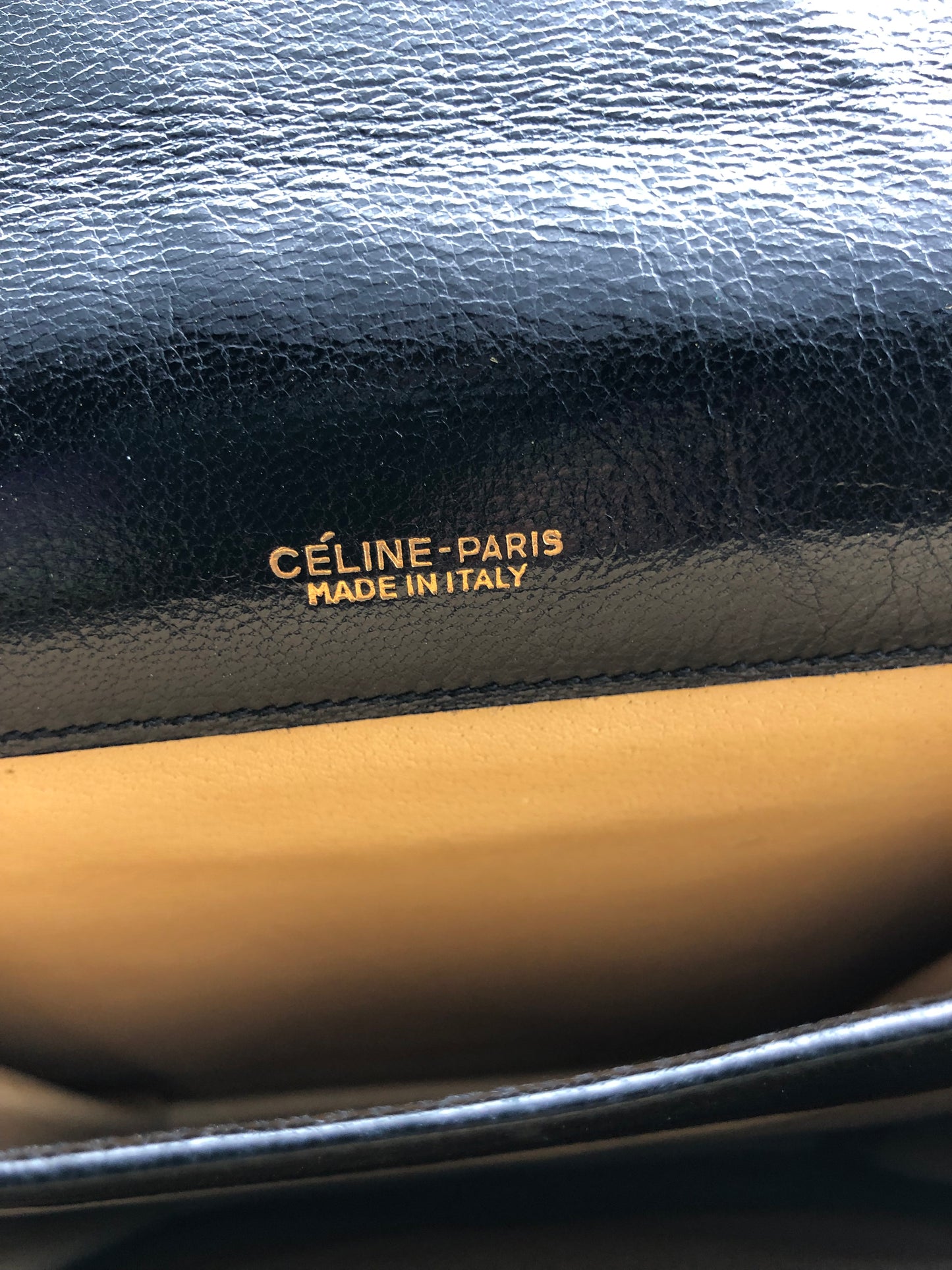 Authentic Celine Vintage Horse Carriage Black Leather Shoulder Bag