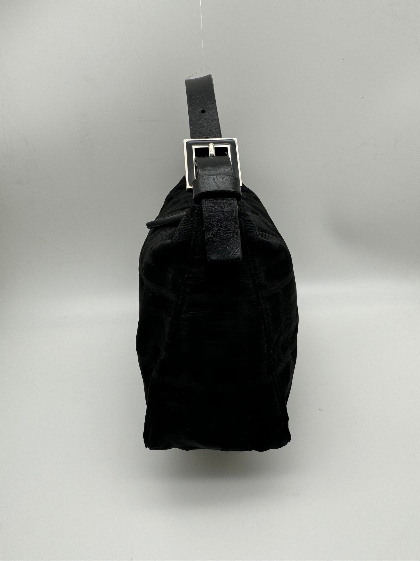 Authentic Fendi Vintage Handbag Black Zucca Logo Jacquard Canvas