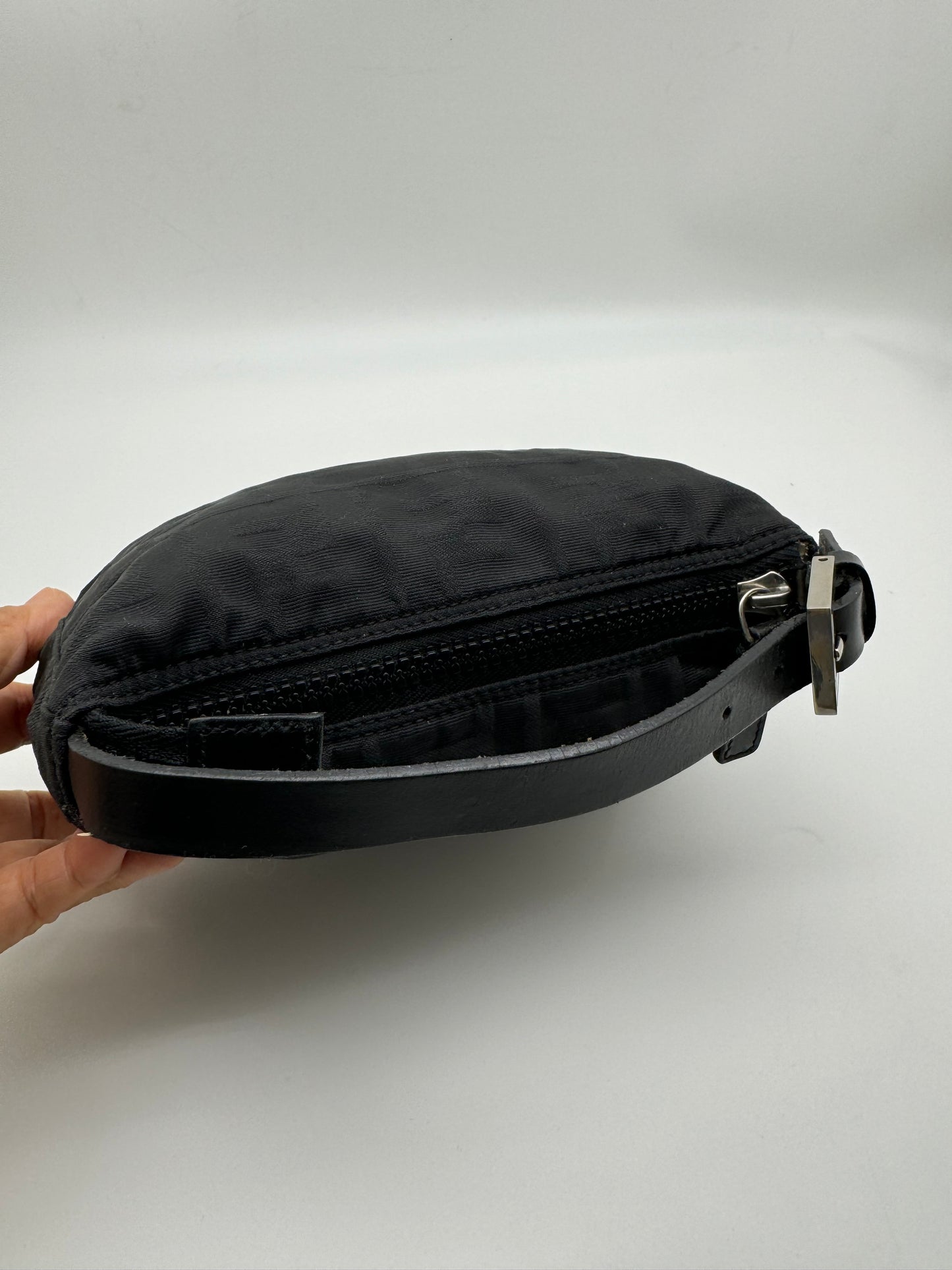 Authentic Fendi Vintage Handbag Black Zucca Logo Jacquard Canvas