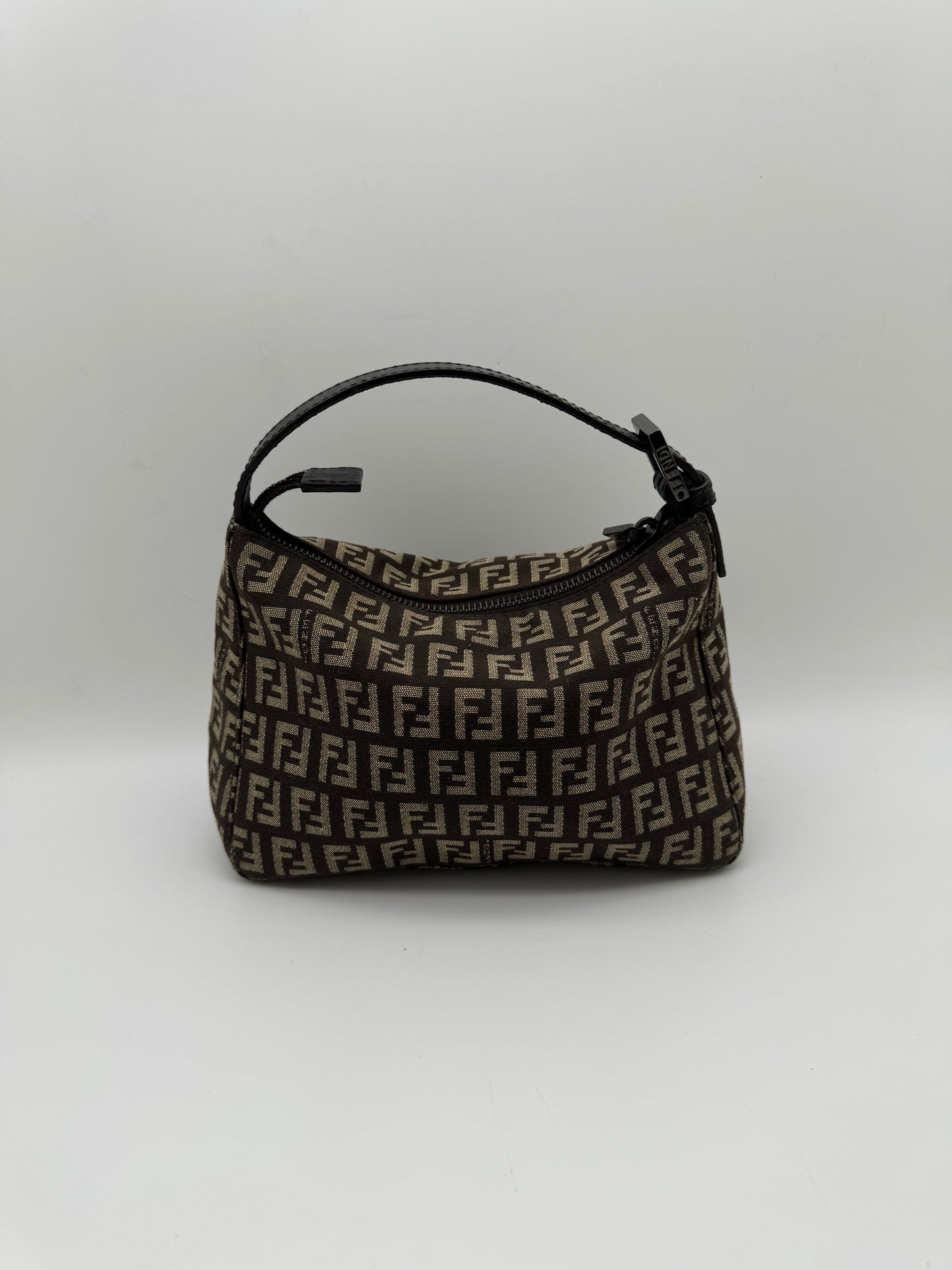 Authentic Fendi Brown & Beige FF Zucca Jacquard Cloth Small Handbag