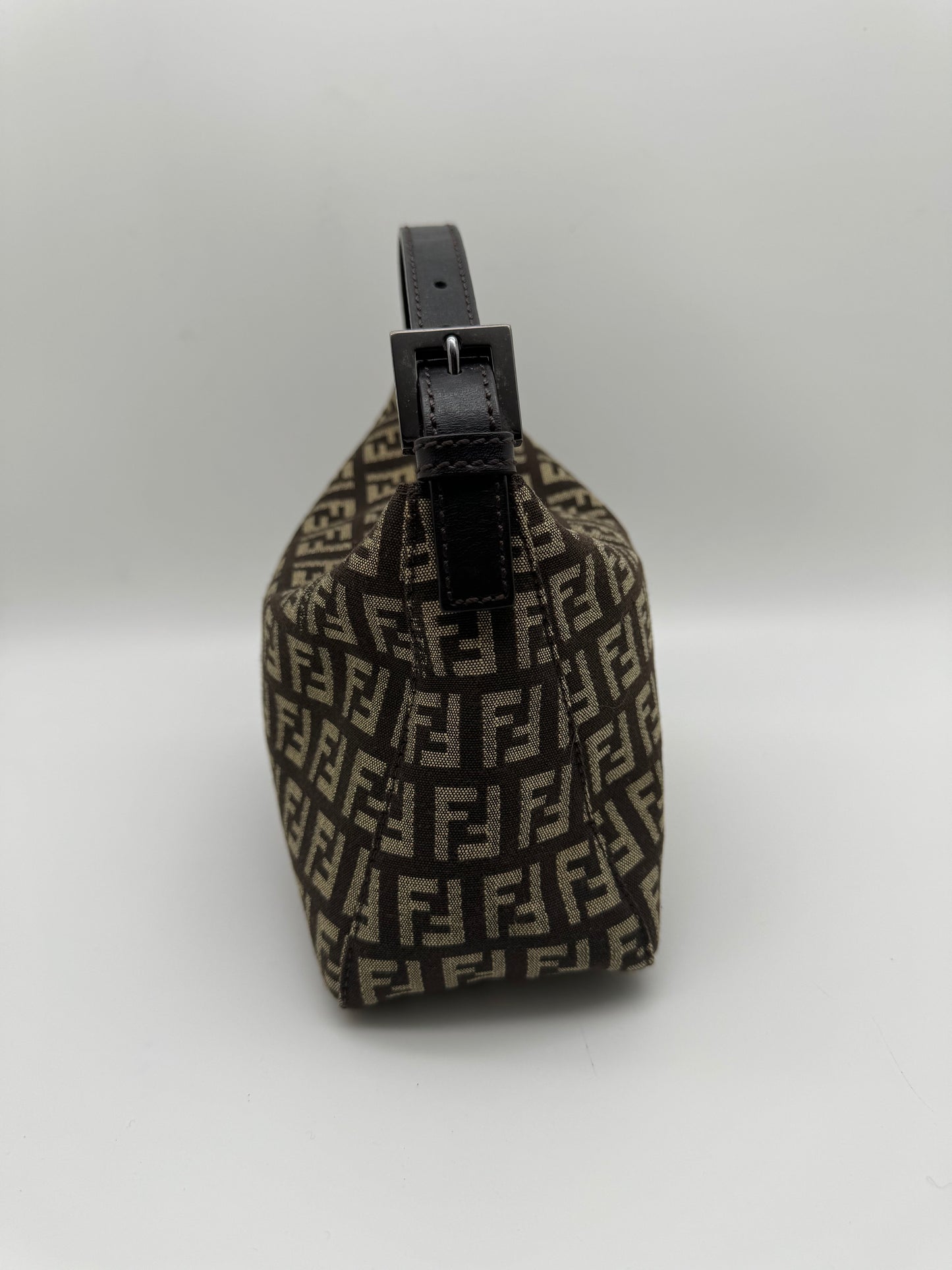 Authentic Fendi Brown & Beige FF Zucca Jacquard Cloth Small Handbag
