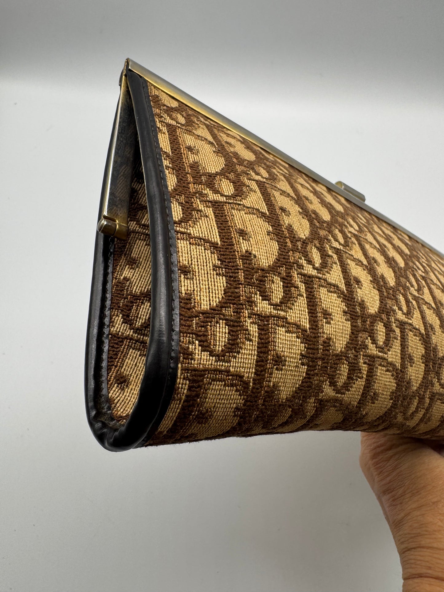 Authentic Vintage Dior Brown Trotter Long Clutch