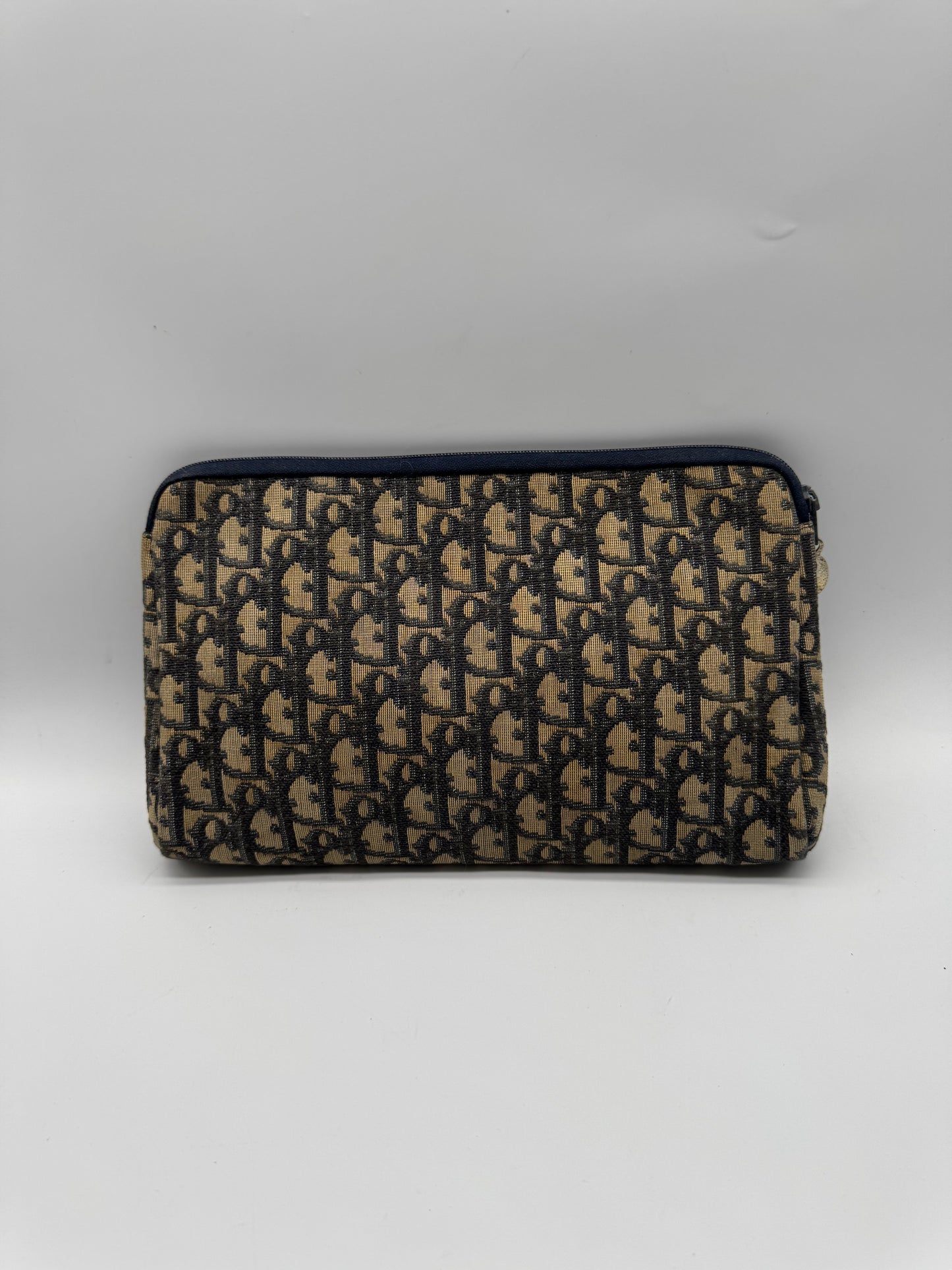 Authentic Vintage Dior Navy Blue Trotter Cloth Clutch