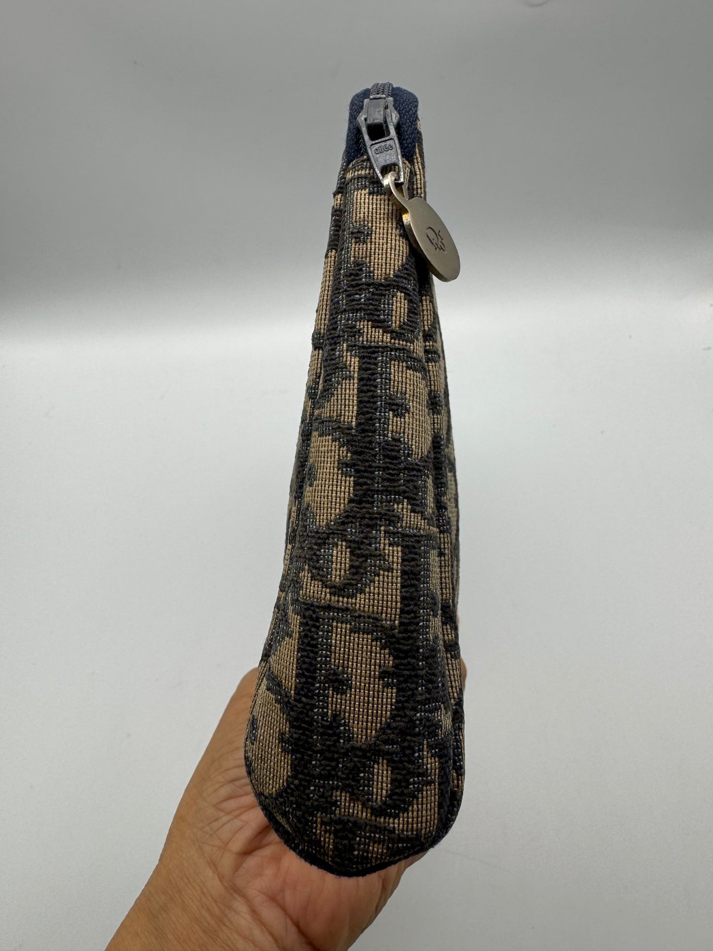 Authentic Vintage Dior Navy Blue Trotter Cloth Clutch