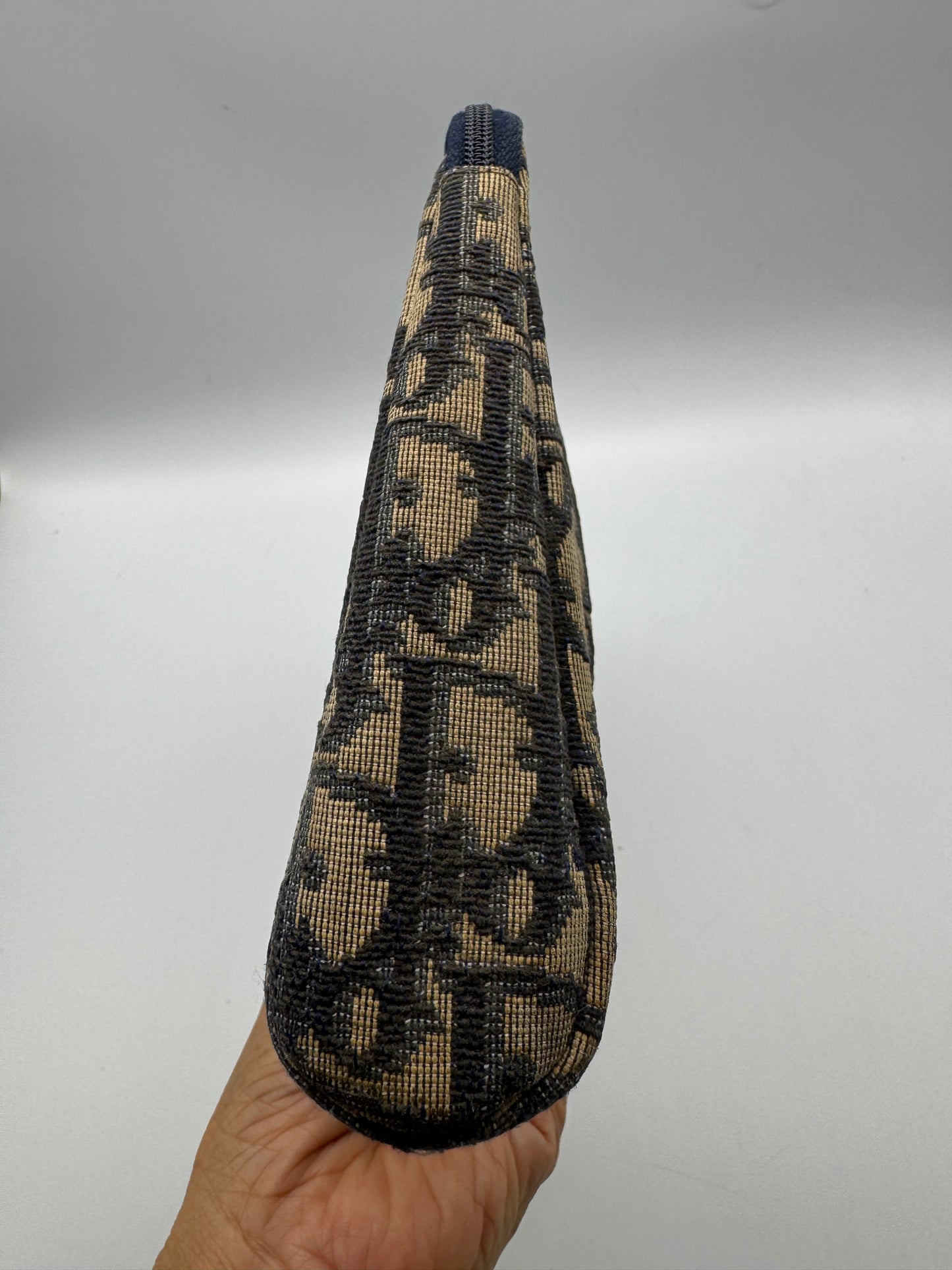 Authentic Vintage Dior Navy Blue Trotter Cloth Clutch