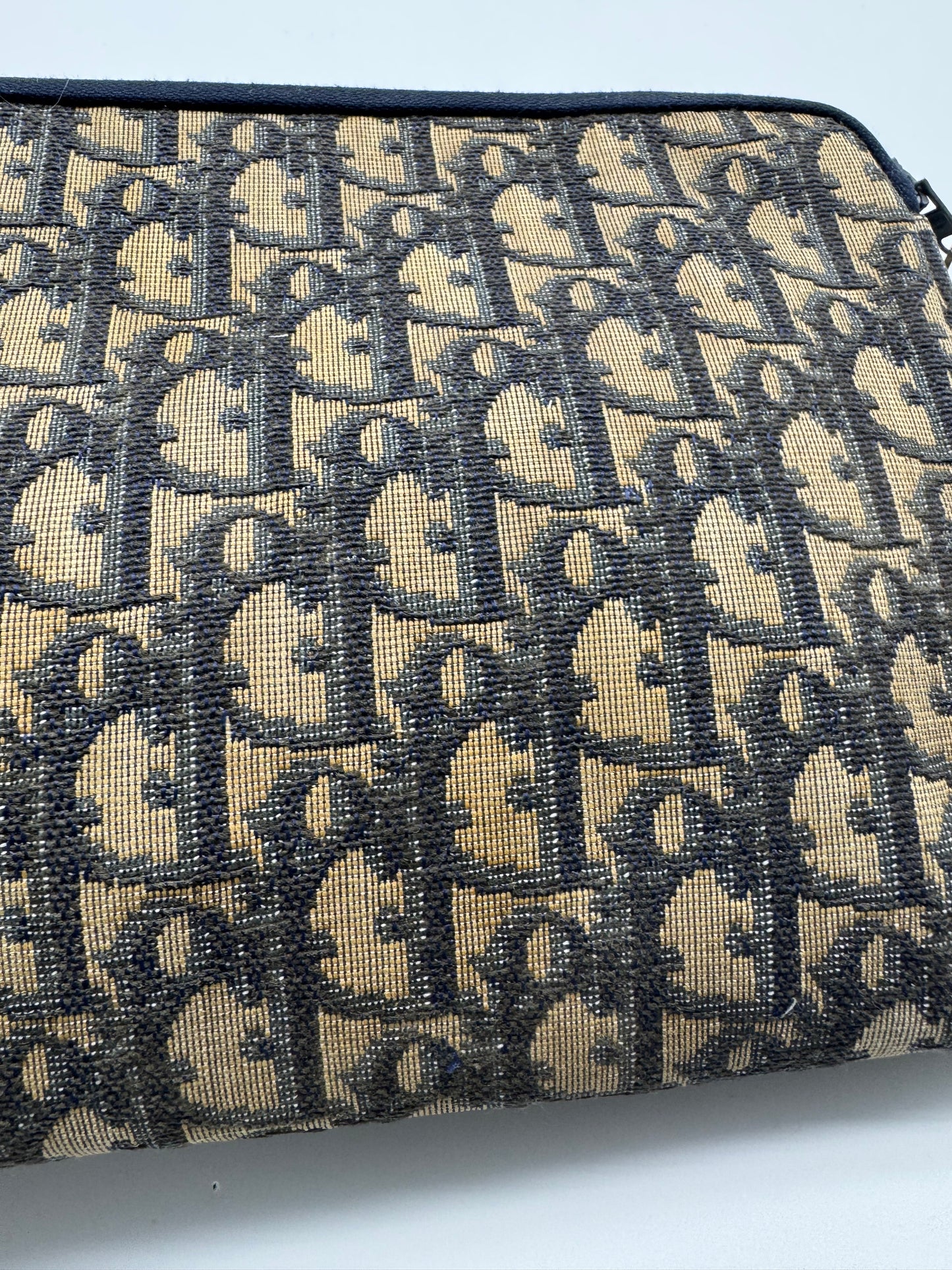 Authentic Vintage Dior Navy Blue Trotter Cloth Clutch