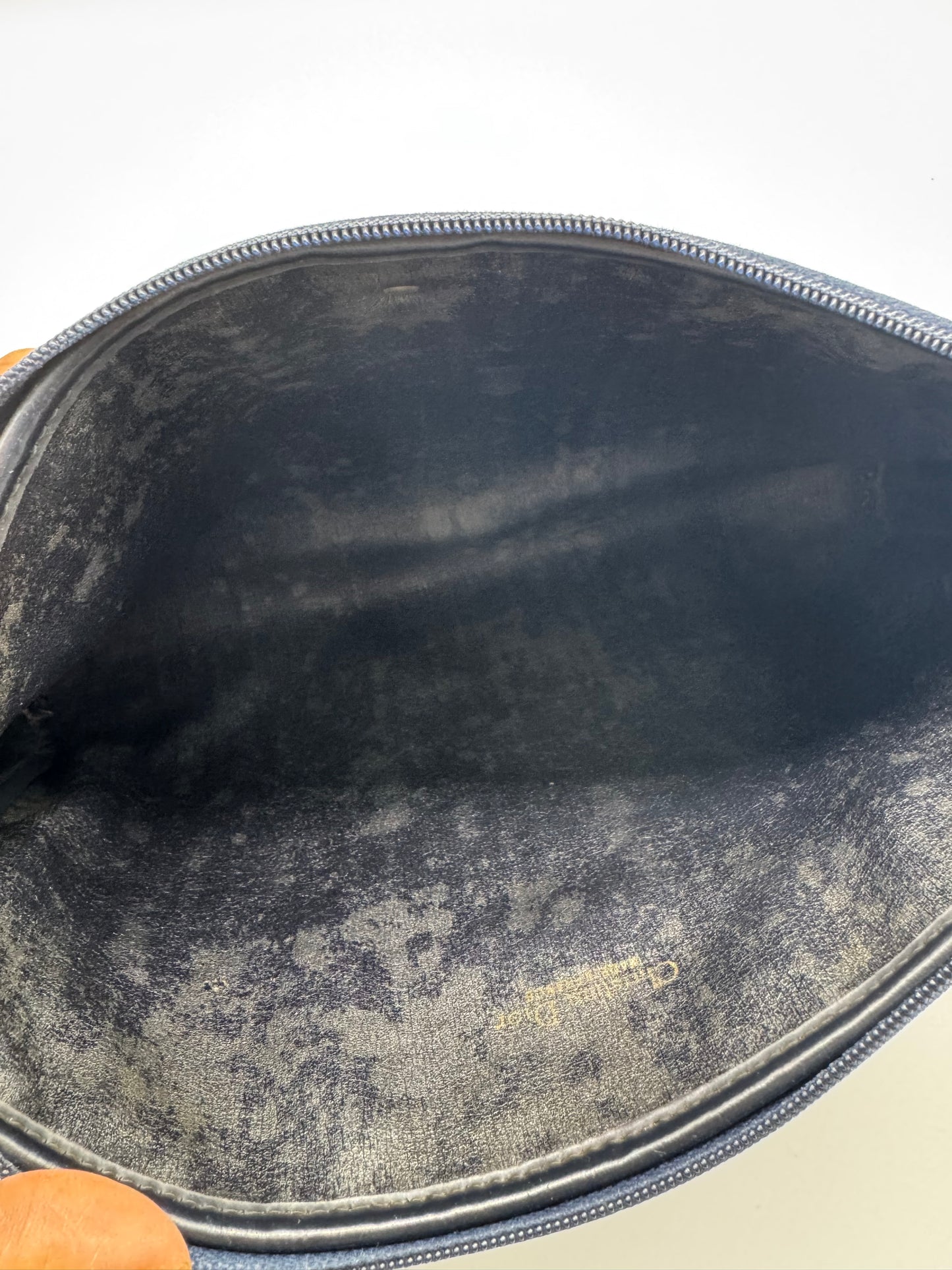 Authentic Vintage Dior Navy Blue Trotter Cloth Clutch