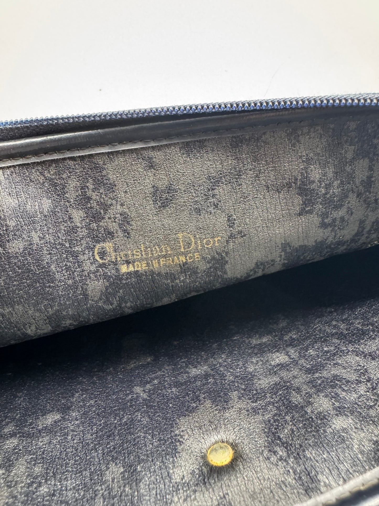Authentic Vintage Dior Navy Blue Trotter Cloth Clutch