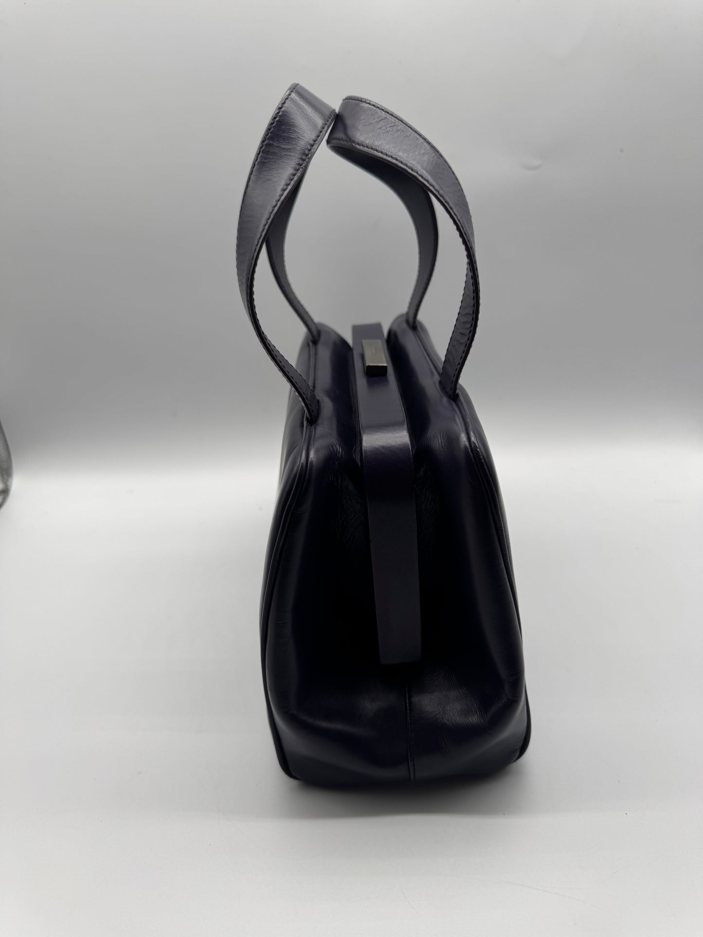 Authentic Prada Dark Purple Leather Handbag