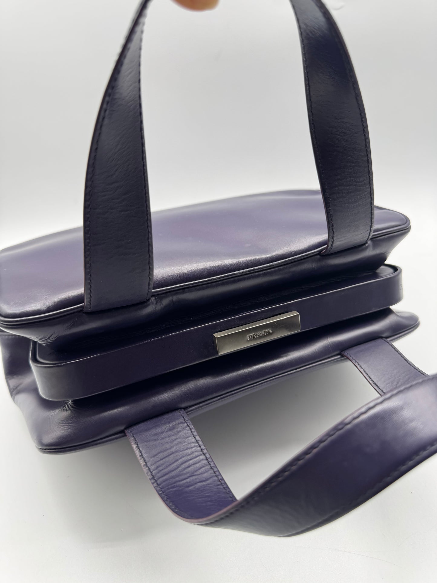 Authentic Prada Dark Purple Leather Handbag
