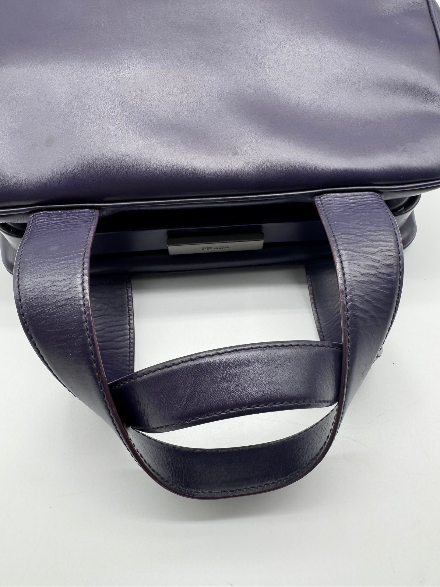 Authentic Prada Dark Purple Leather Handbag
