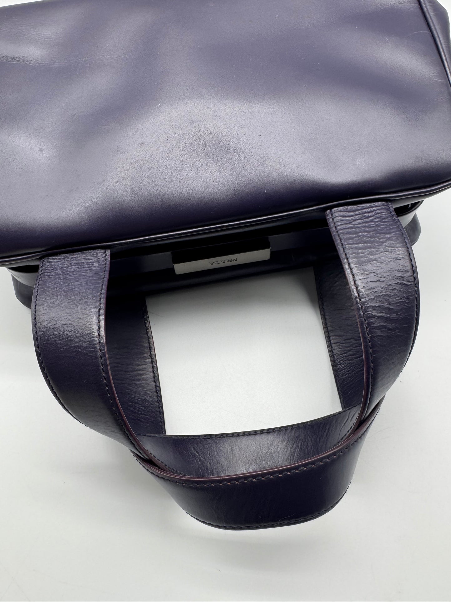 Authentic Prada Dark Purple Leather Handbag