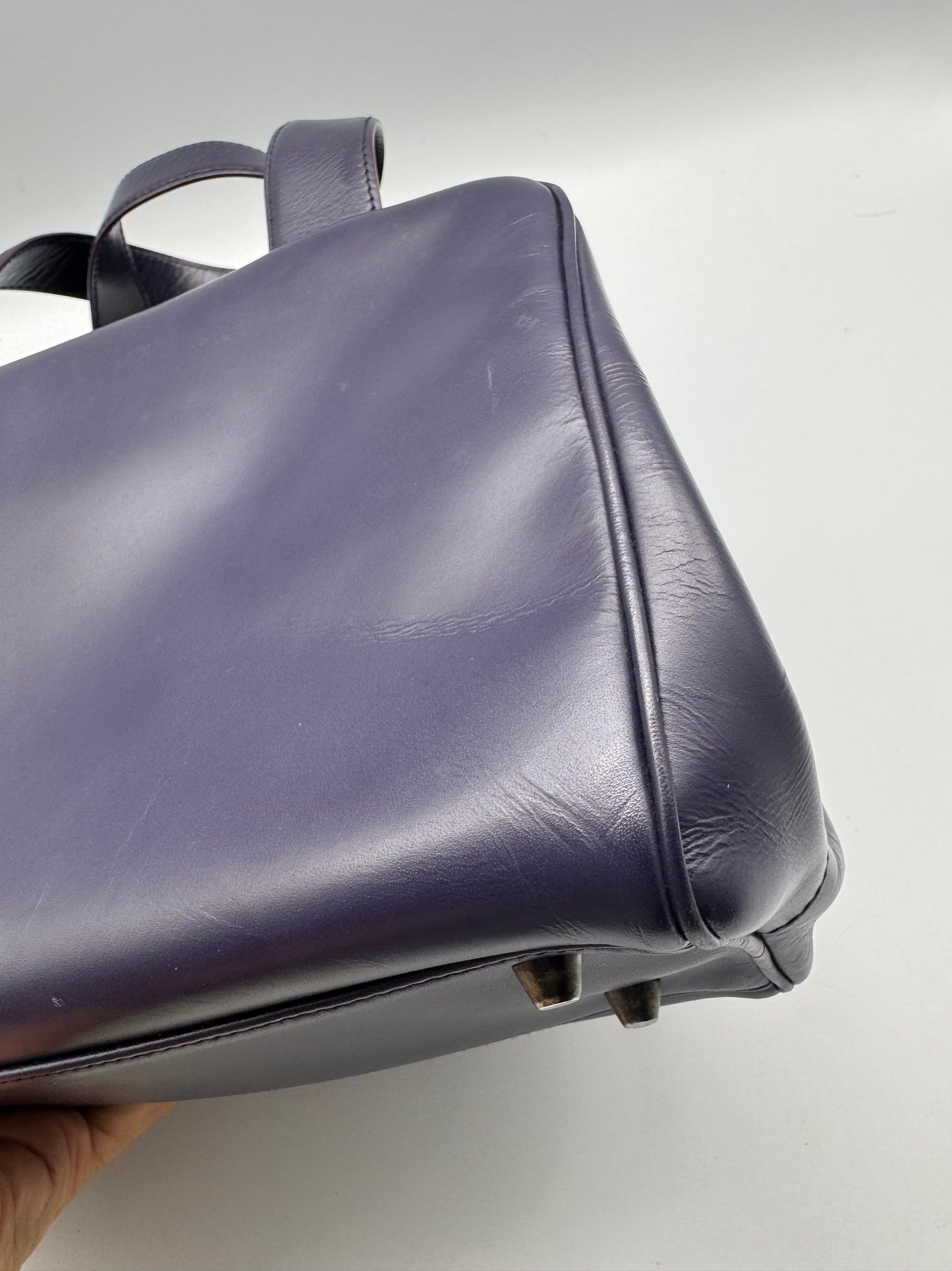 Authentic Prada Dark Purple Leather Handbag