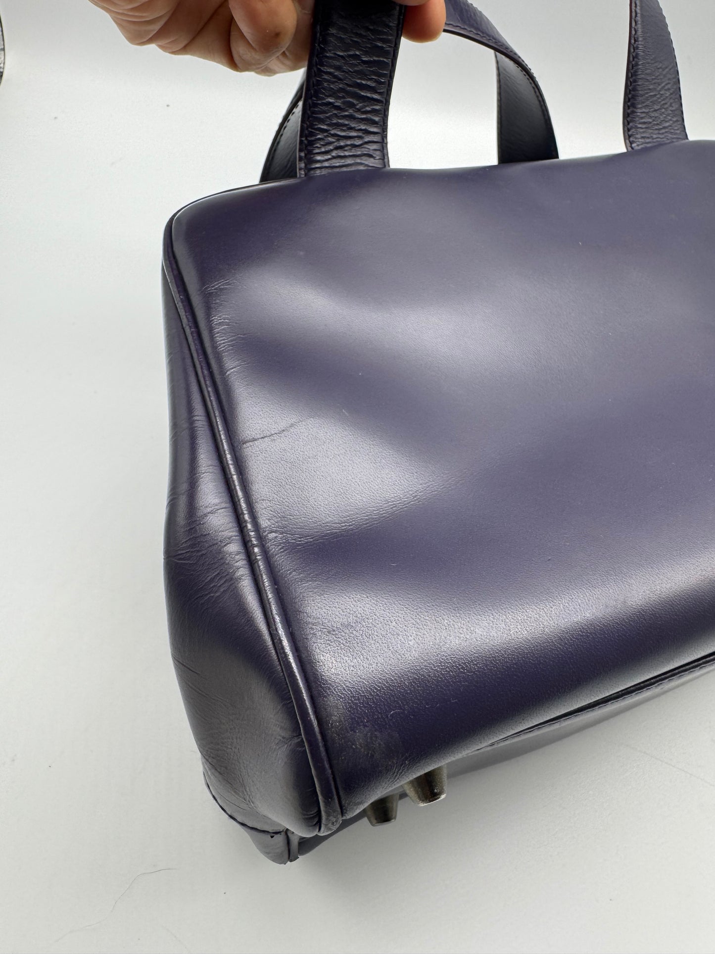 Authentic Prada Dark Purple Leather Handbag