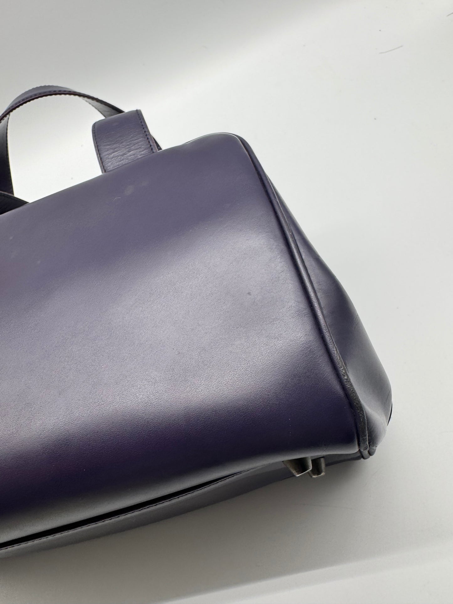 Authentic Prada Dark Purple Leather Handbag
