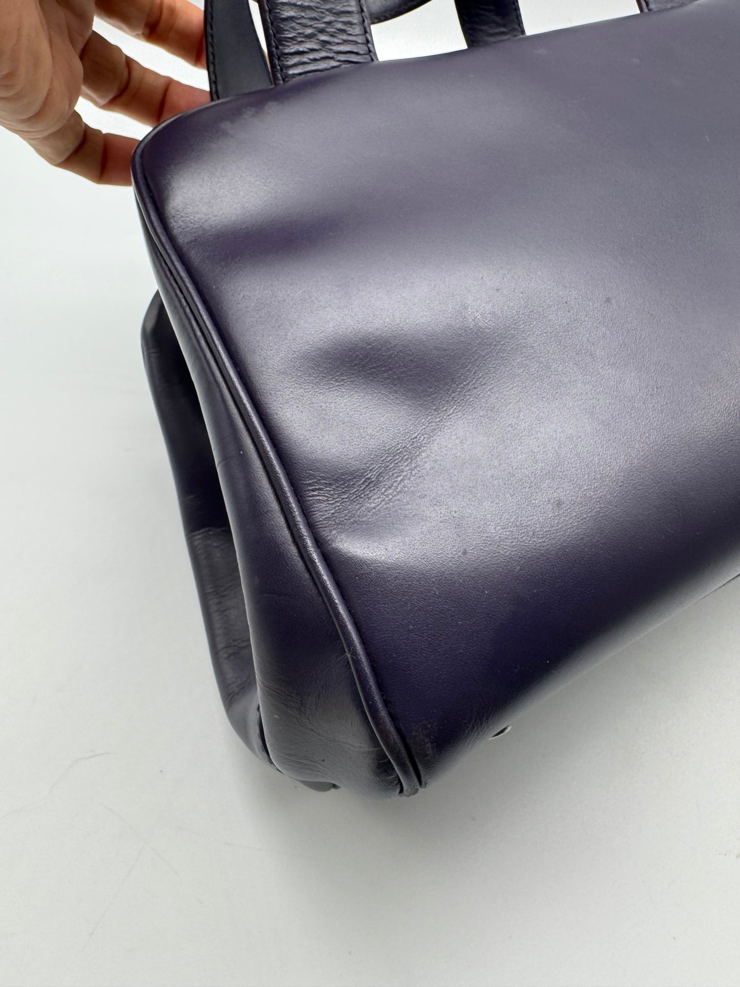 Authentic Prada Dark Purple Leather Handbag