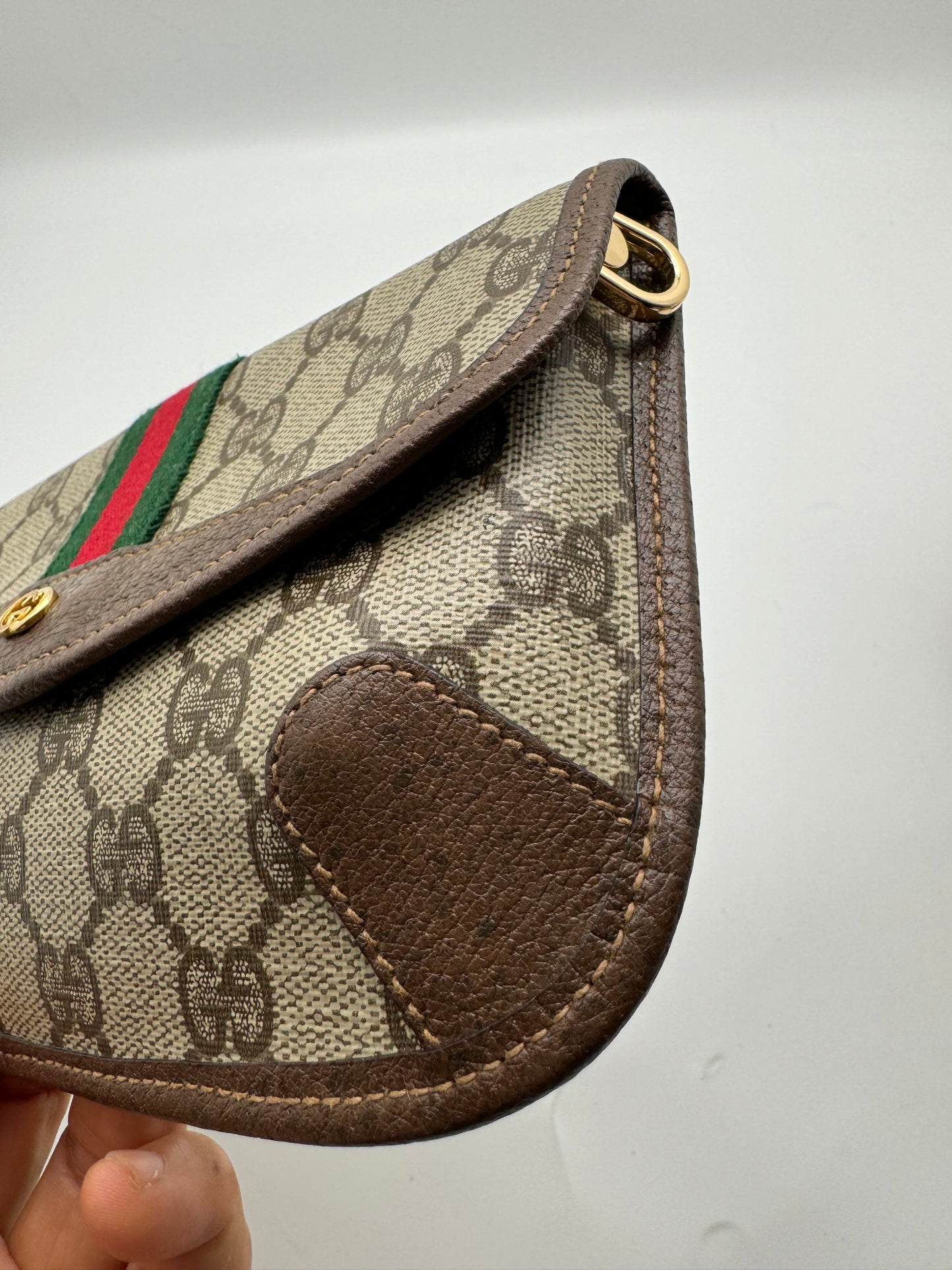 Authentic GUCCI Vintage Mini Clutch Sherry Line Added Strap Crossbody Bag