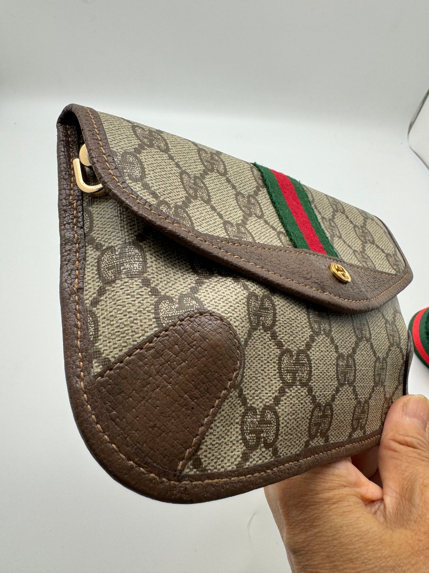 Authentic GUCCI Vintage Mini Clutch Sherry Line Added Strap Crossbody Bag
