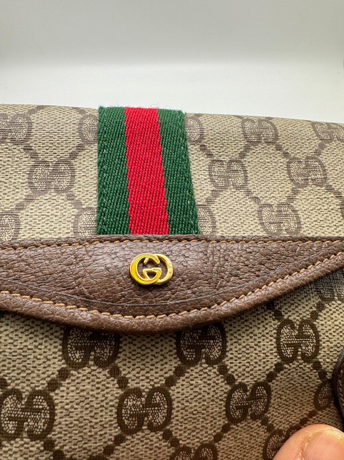 Authentic GUCCI Vintage Mini Clutch Sherry Line Added Strap Crossbody Bag