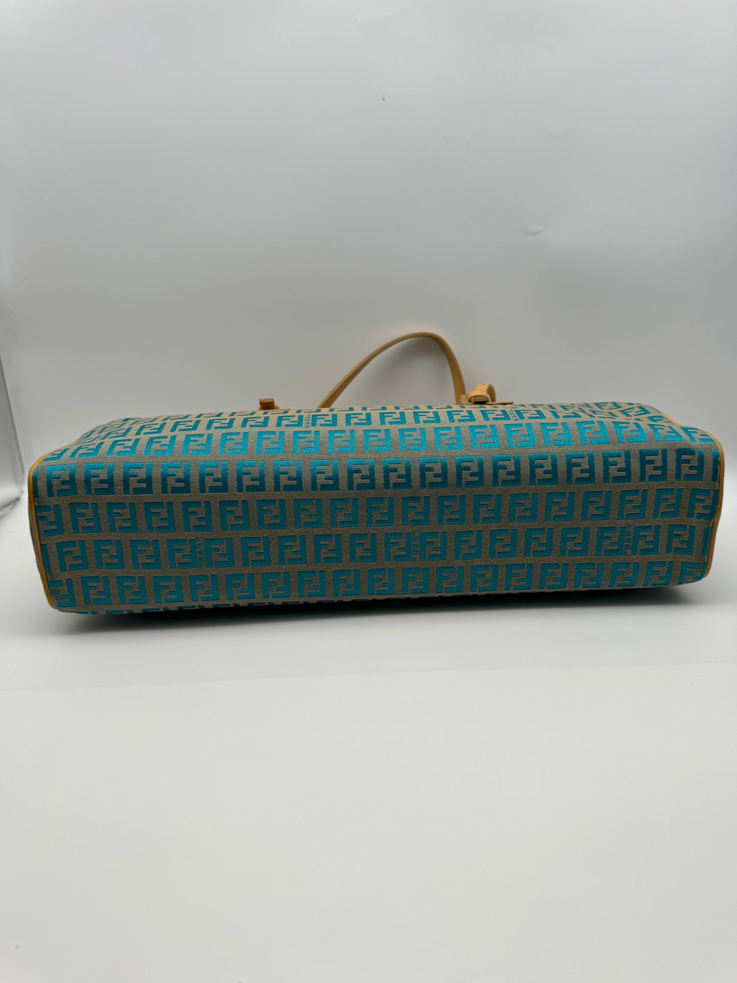 Authentic Fendi Ocean Blue FF Zucca Jacquard Cloth Handbag